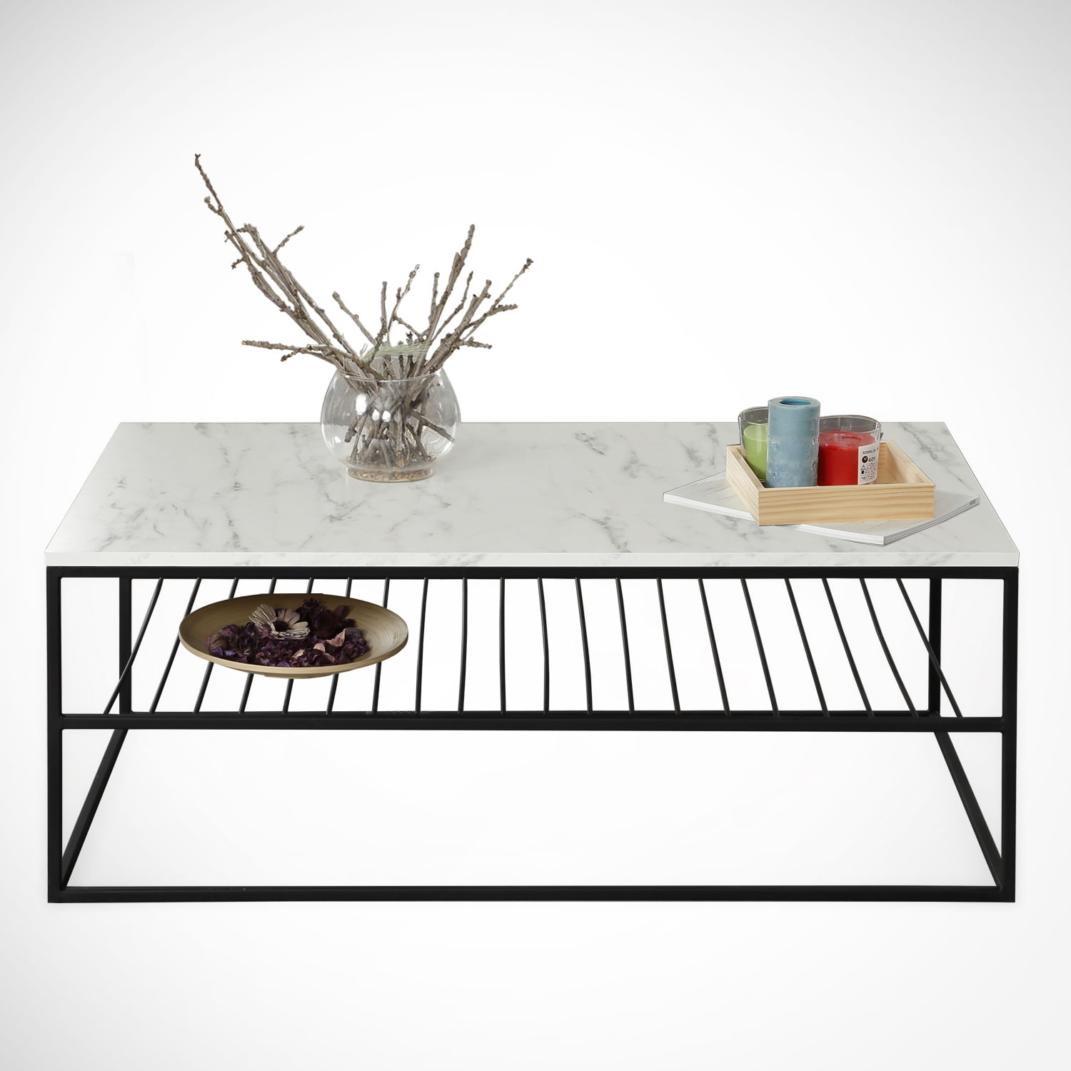 Masuta de cafea, Hanah Home, pal melaminat, alb negru, 95x55x43 cm, 801CMY2839 — imaginea 2