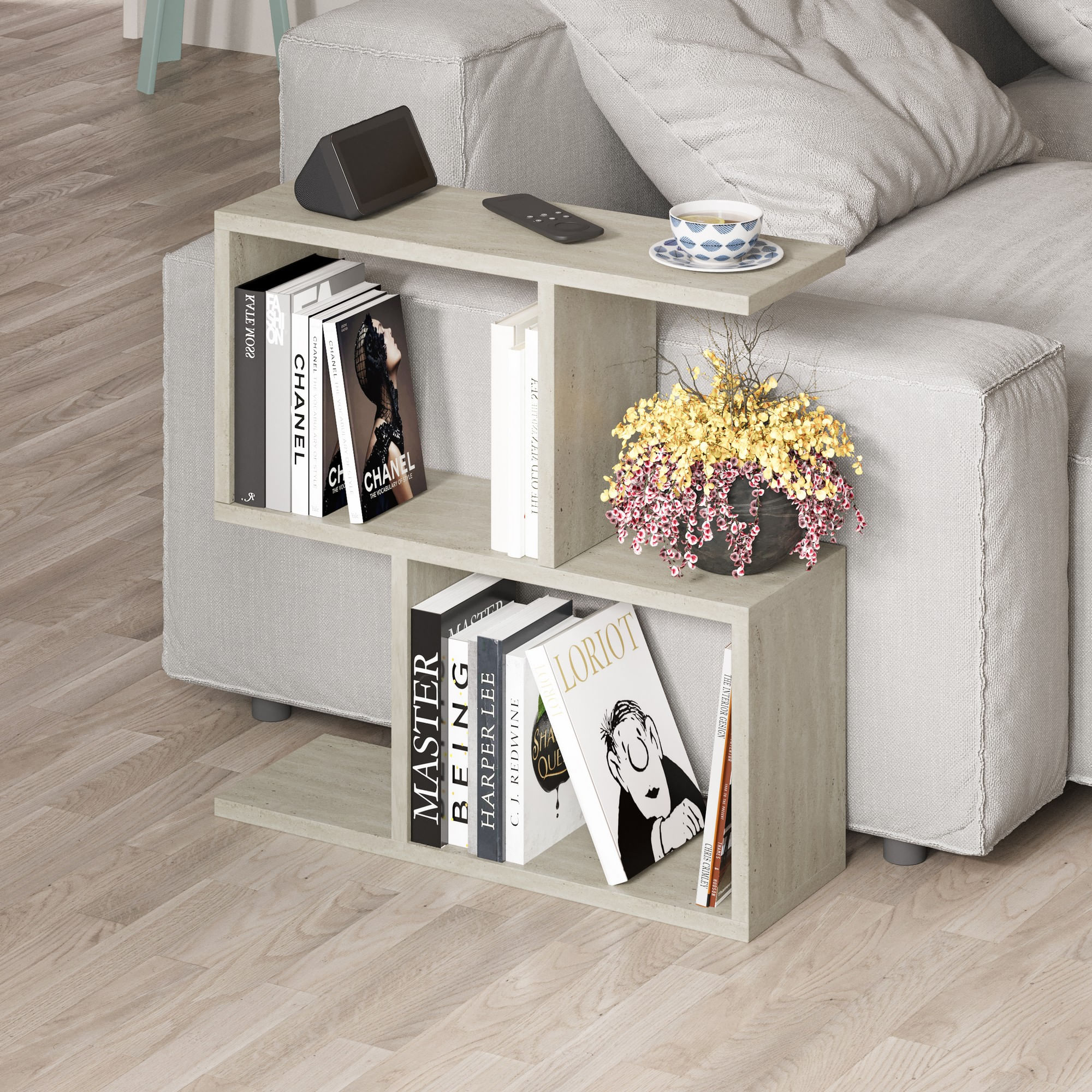Masuta de cafea, Hanah Home, pal melaminat, travertin, 60x60x20 cm — imaginea 3
