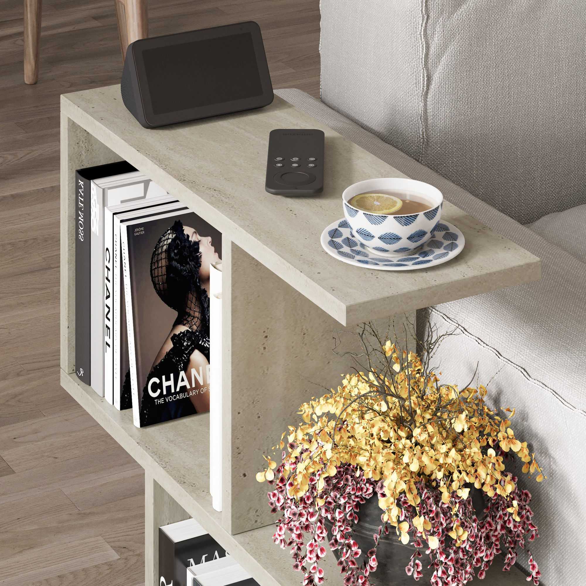 Masuta de cafea, Hanah Home, pal melaminat, travertin, 60x60x20 cm — imaginea 5
