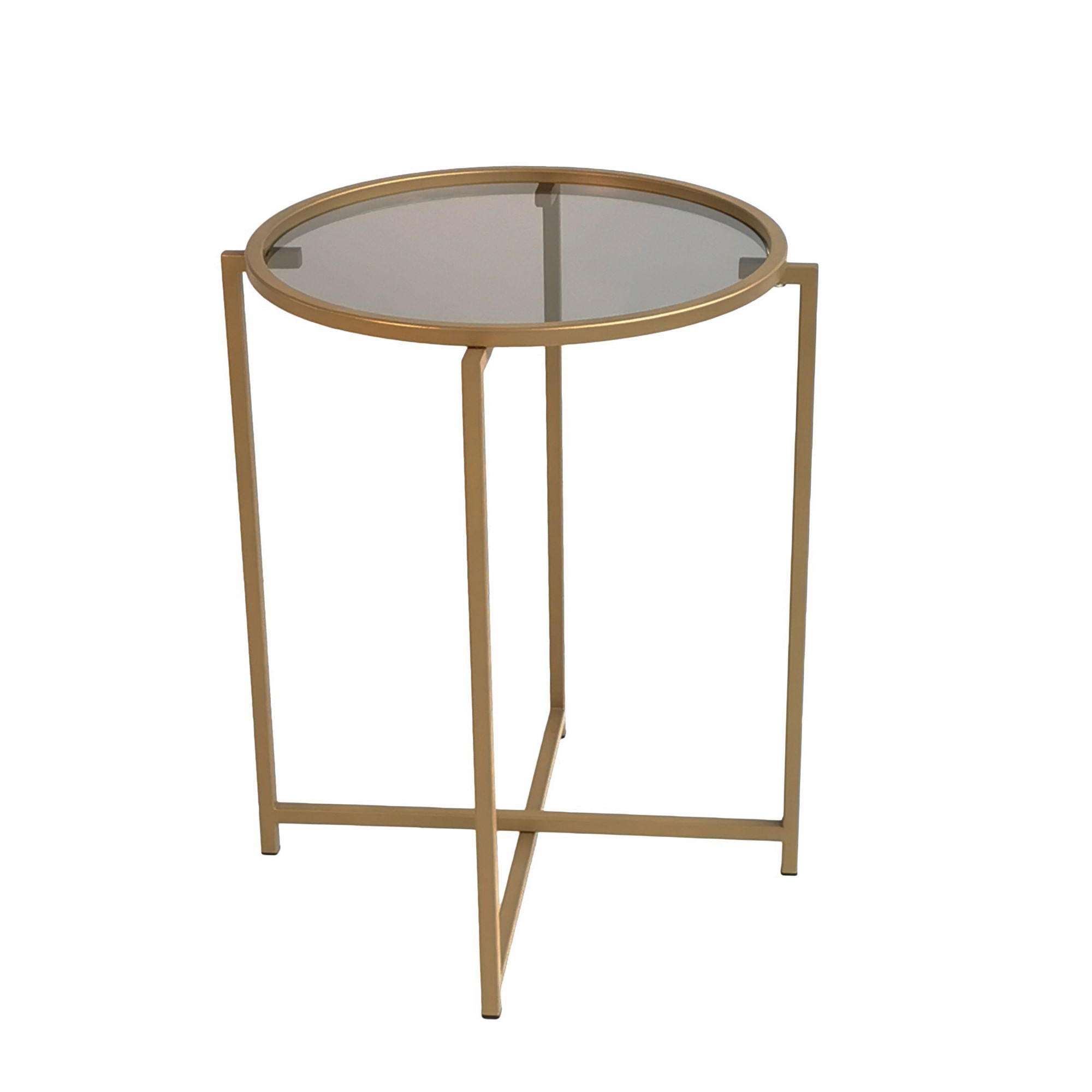 Masuta de cafea, Hanah Home, sticla securizata si metal, auriu fumuriu, 50x60x50 cm — imaginea 3