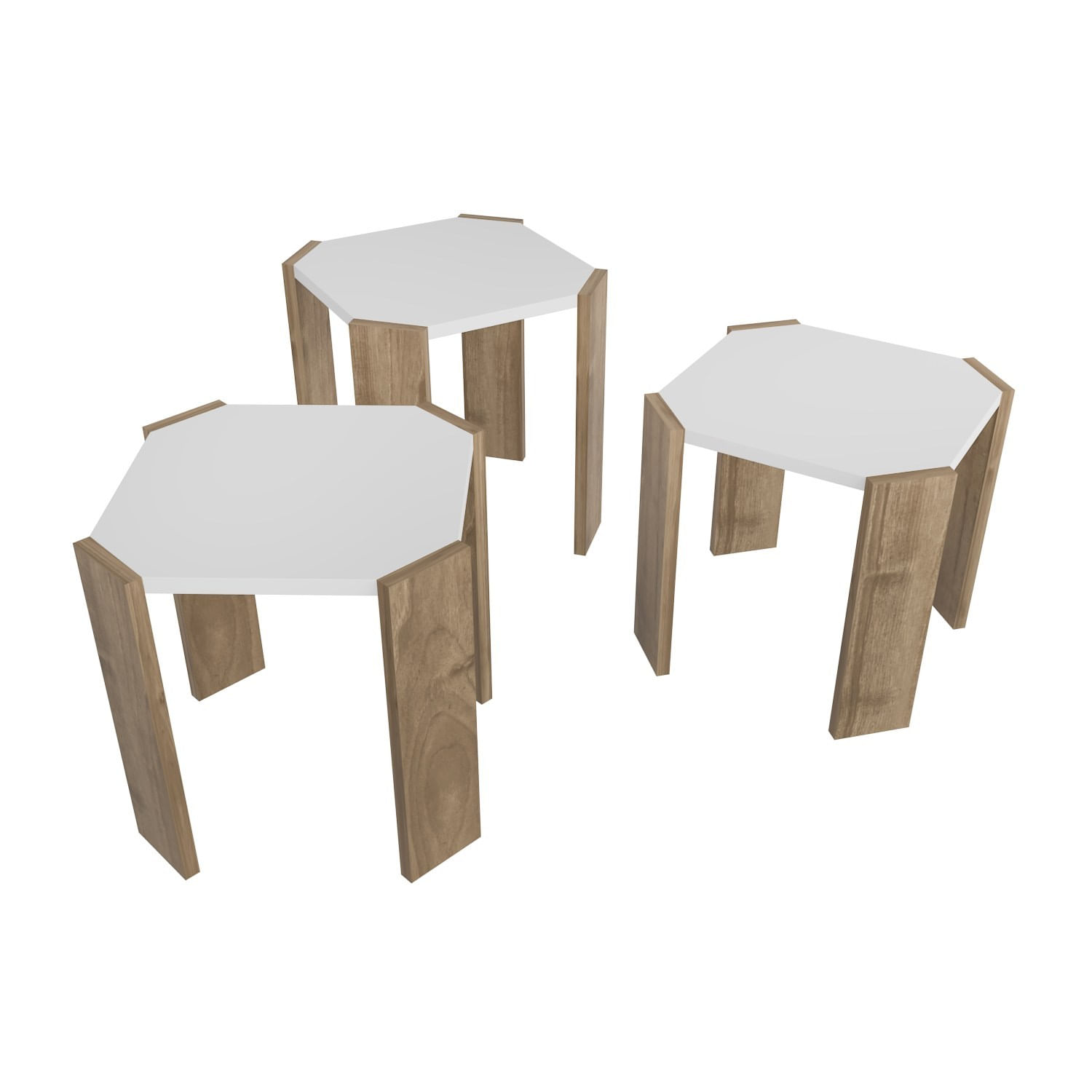 Masuta de cafea, Hanah Home, pal melaminat, alb si nuc, 44.5x44.5x41 cm — imaginea 5