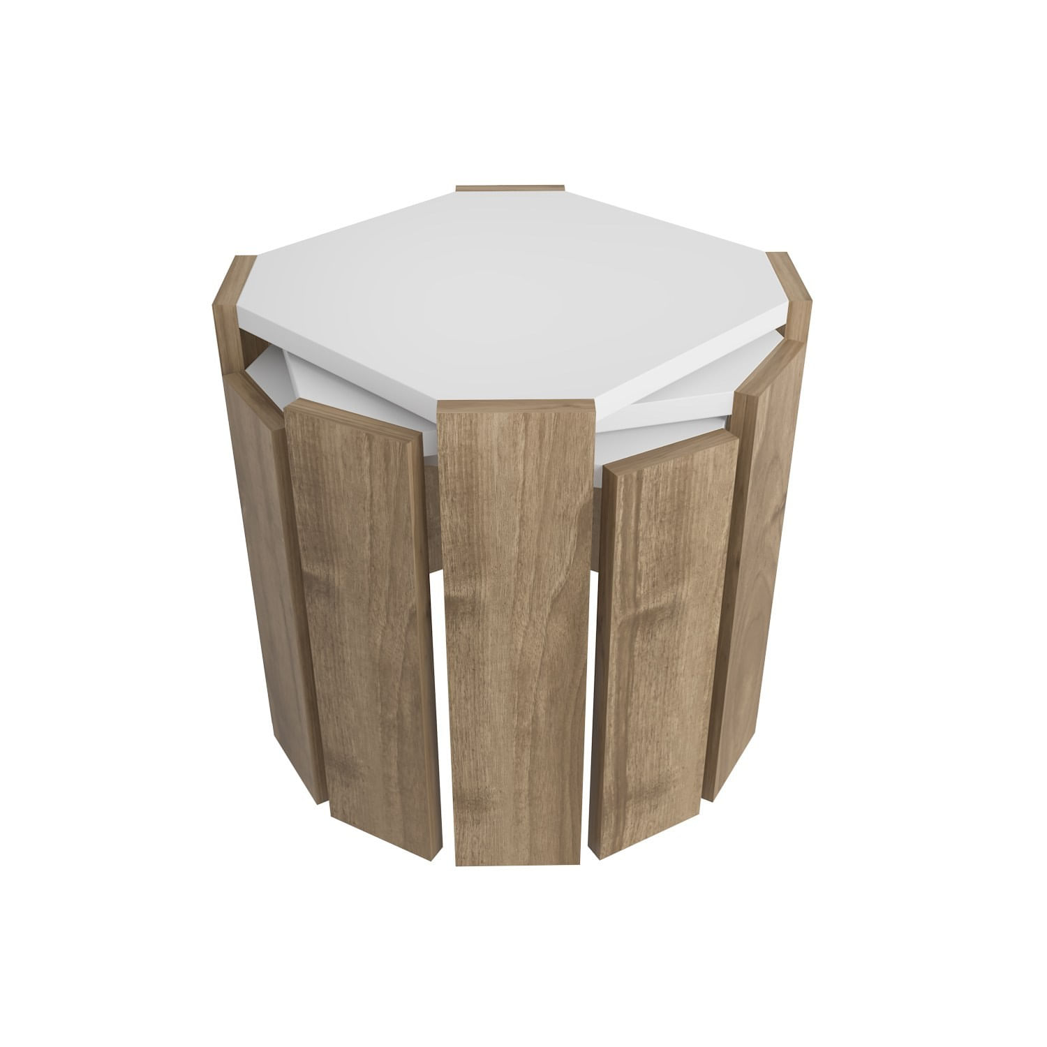 Masuta de cafea, Hanah Home, pal melaminat, alb si nuc, 44.5x44.5x41 cm — imaginea 7