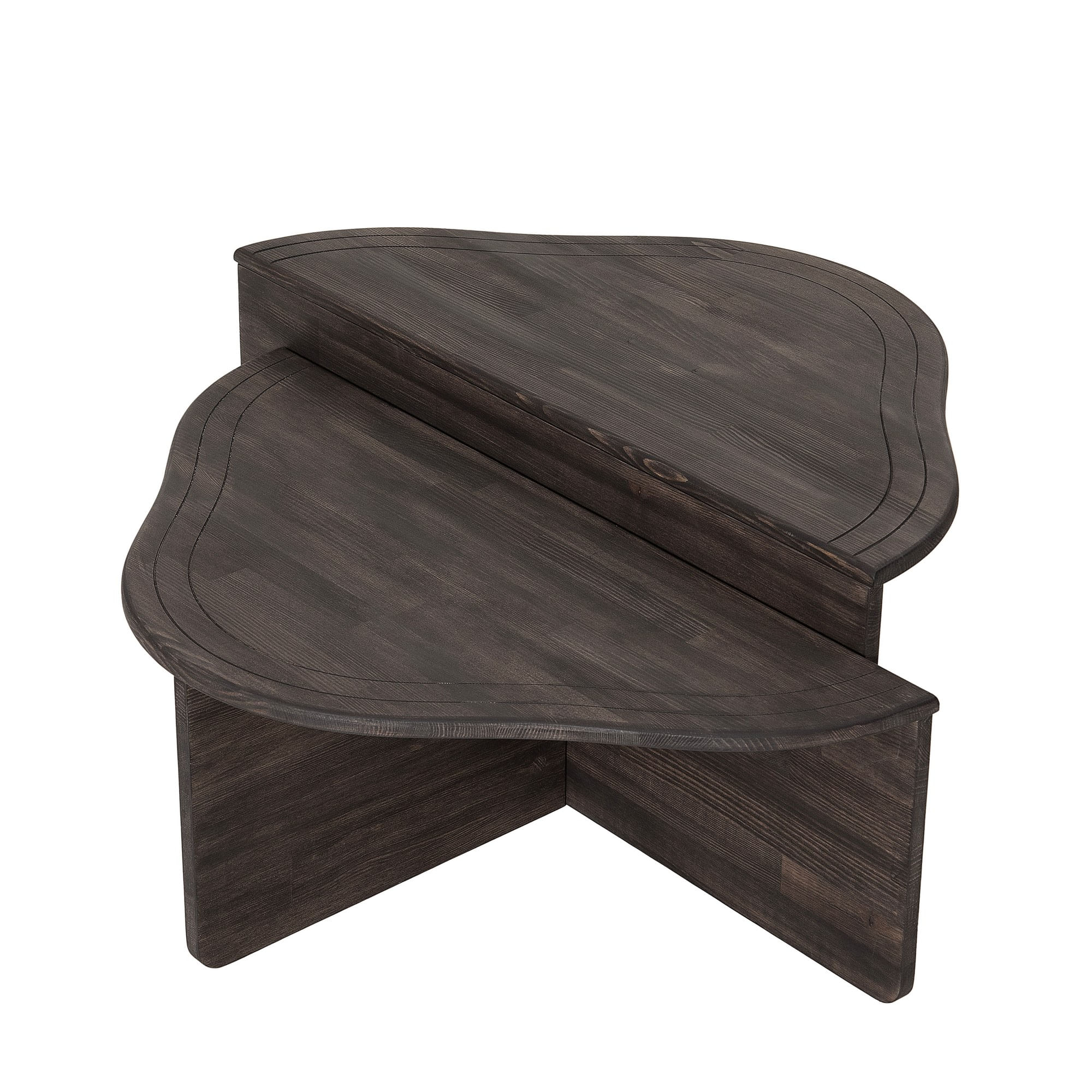 Masuta de cafea, Hanah Home, lemn masiv, antracit, 90x45x40 cm — imaginea 3