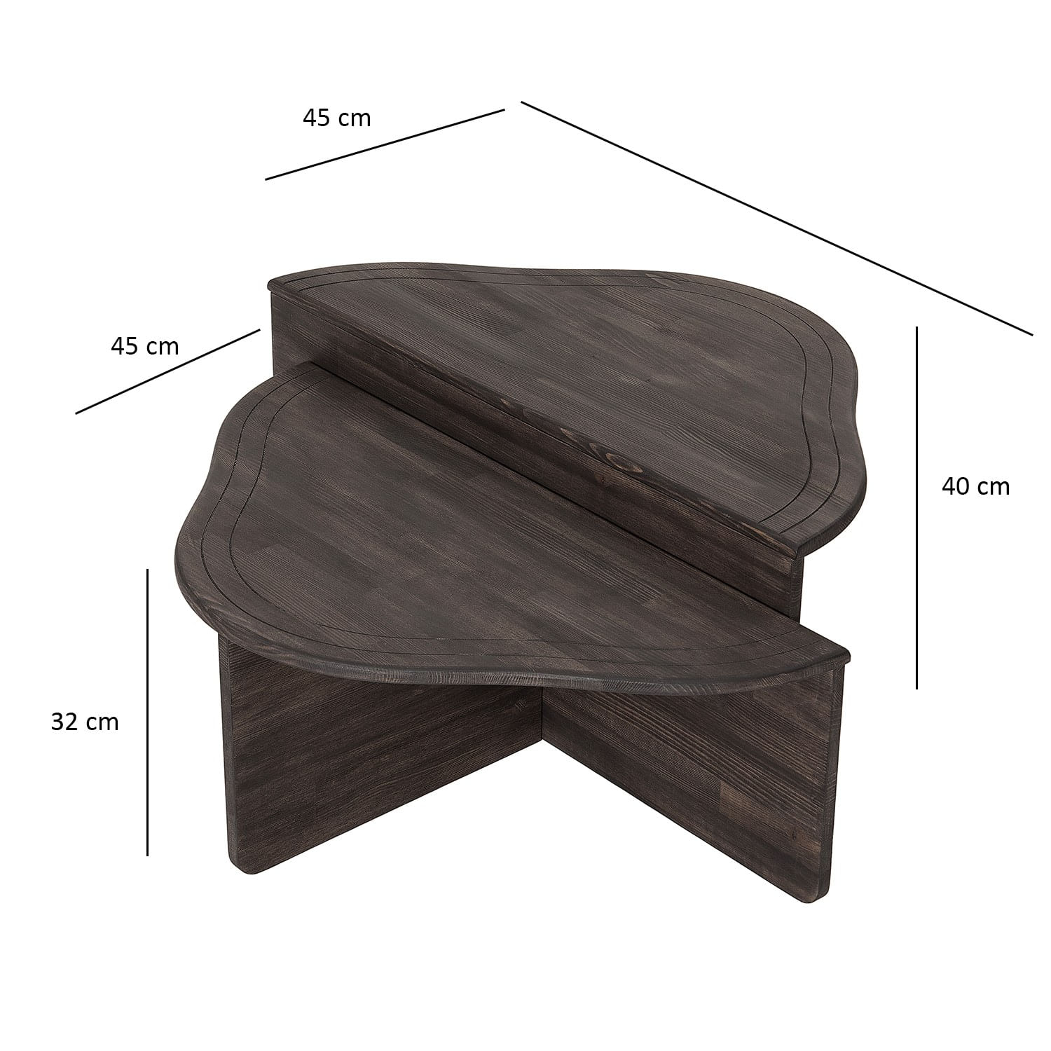 Masuta de cafea, Hanah Home, lemn masiv, antracit, 90x45x40 cm — imaginea 5