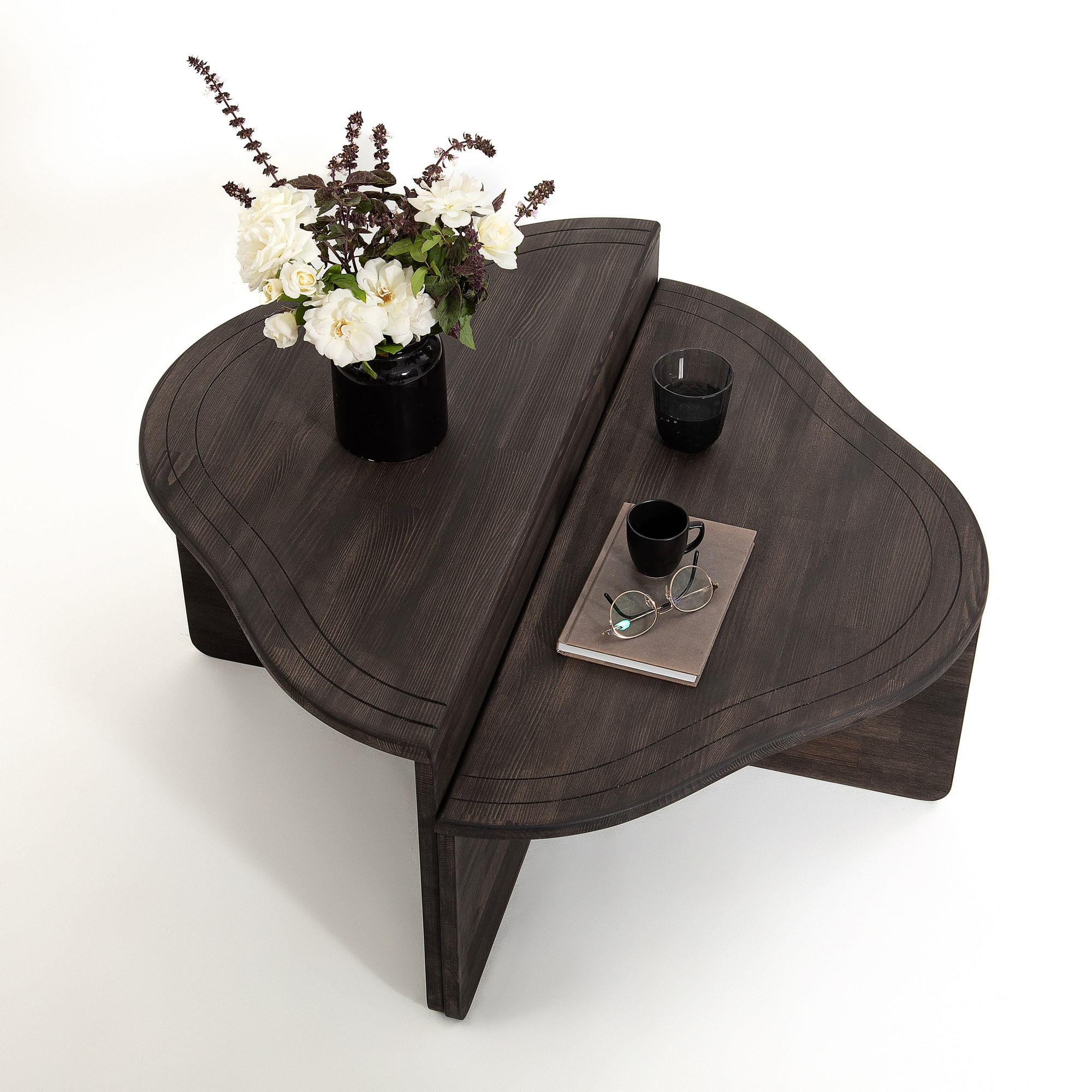 Masuta de cafea, Hanah Home, lemn masiv, antracit, 90x45x40 cm — imaginea 6