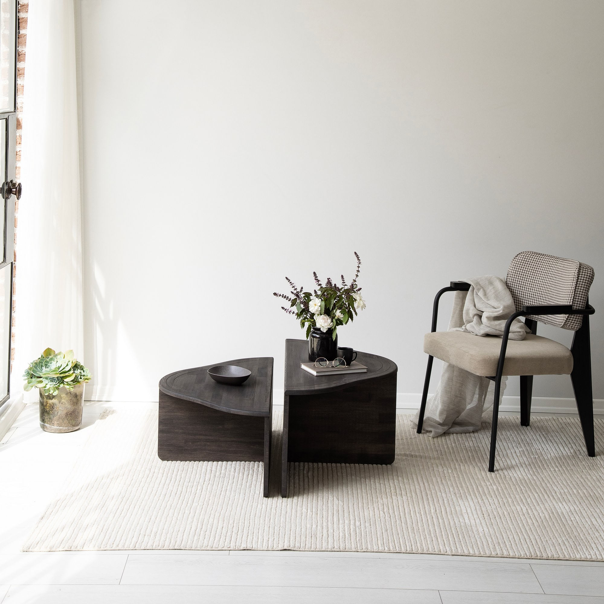 Masuta de cafea, Hanah Home, lemn masiv, antracit, 90x45x40 cm — imaginea 7