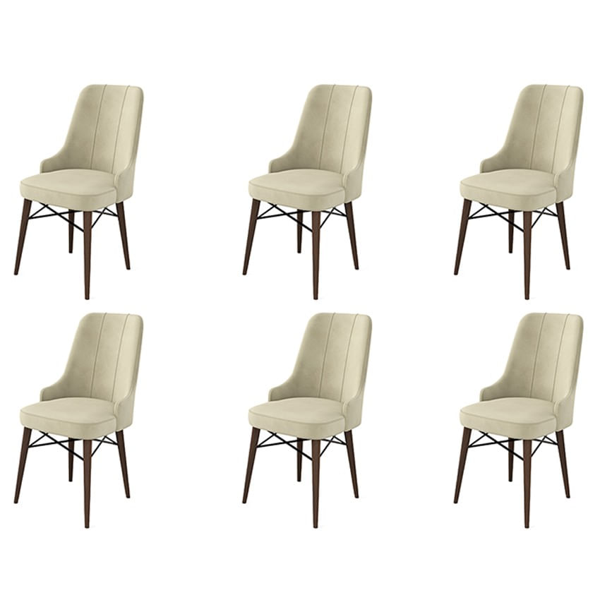 Set scaune, Hanah Home, metal, crem maro, 46x46x94 cm, 6 piese