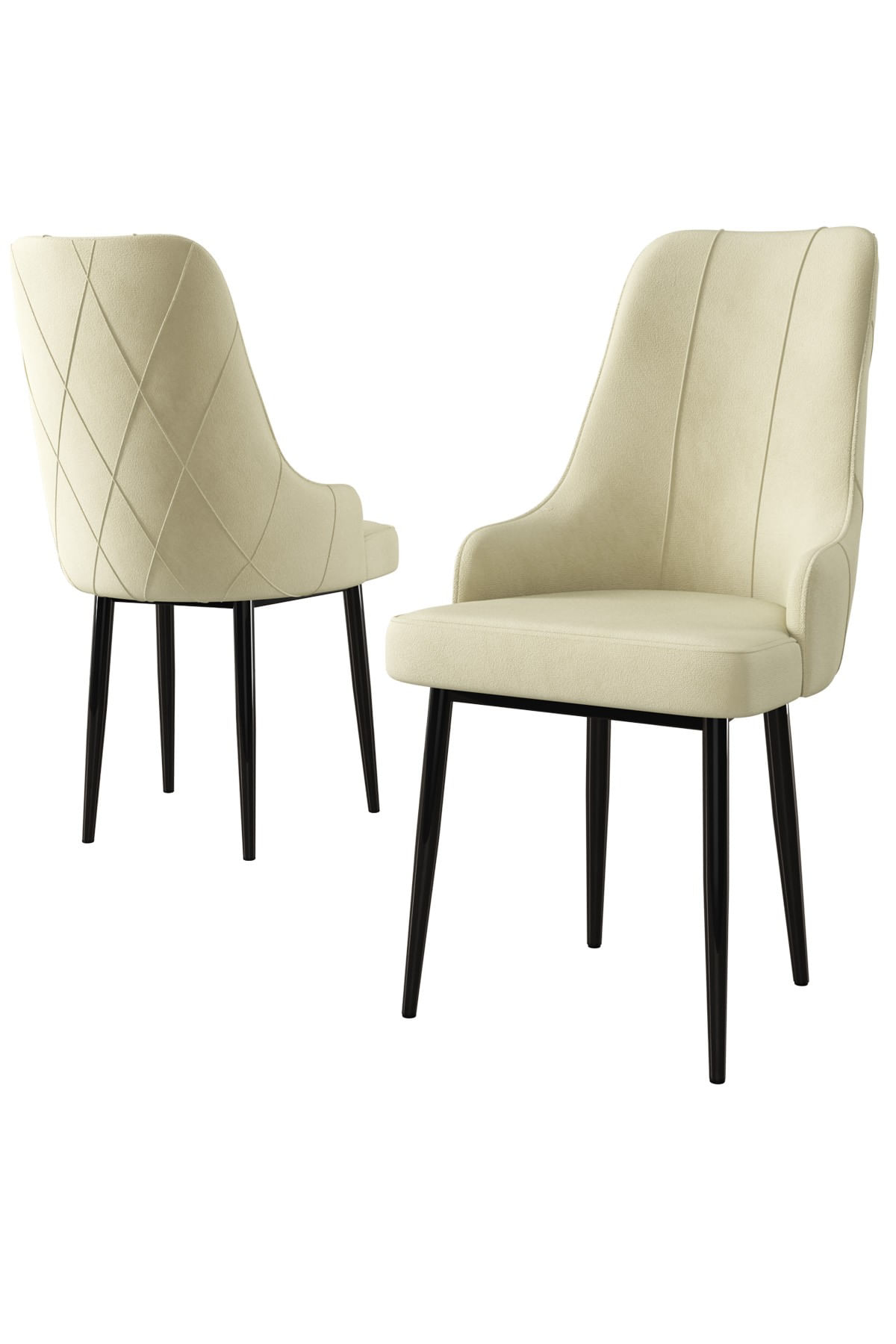 Set scaune, Hanah Home, metal, crem si negru, 46x42x95 cm, babyface, 4 bucati — imaginea 3