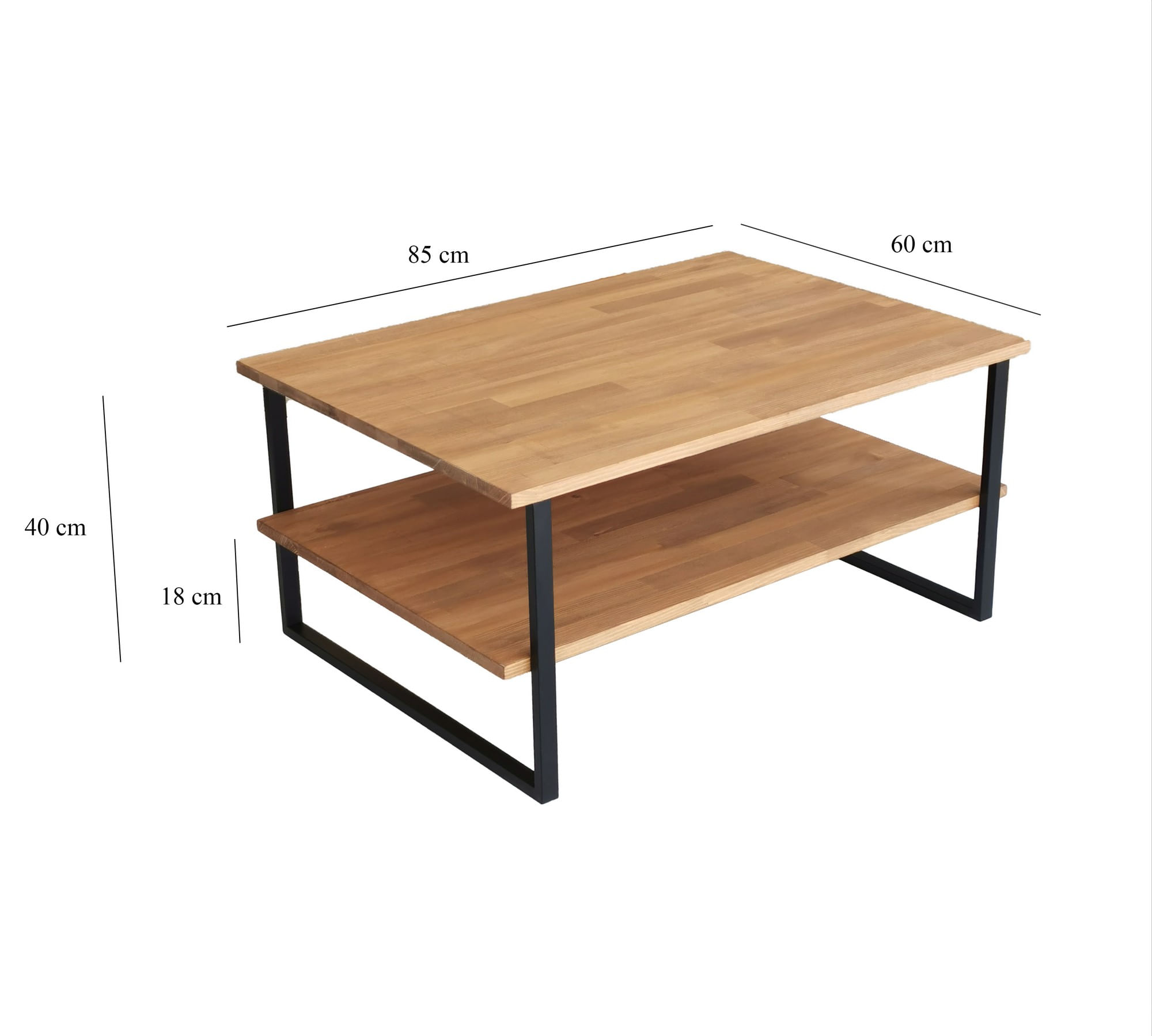 Masuta de cafea, Hanah Home, lemn masiv de pin, stejar, 85x60x40 cm — imaginea 5
