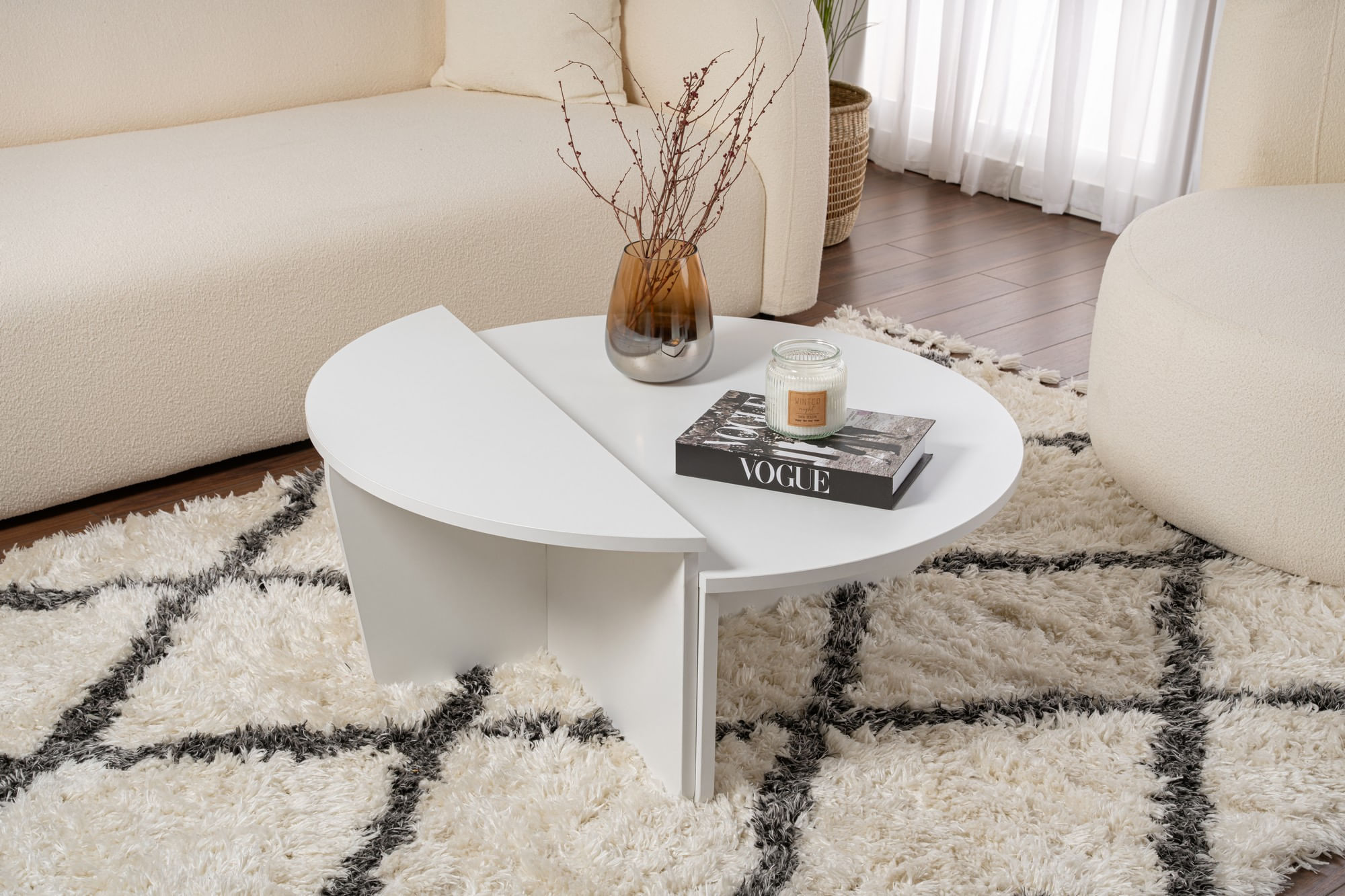Masuta de cafea, Hanah Home, pal melaminat, alb, 90x30x60 cm — imaginea 2