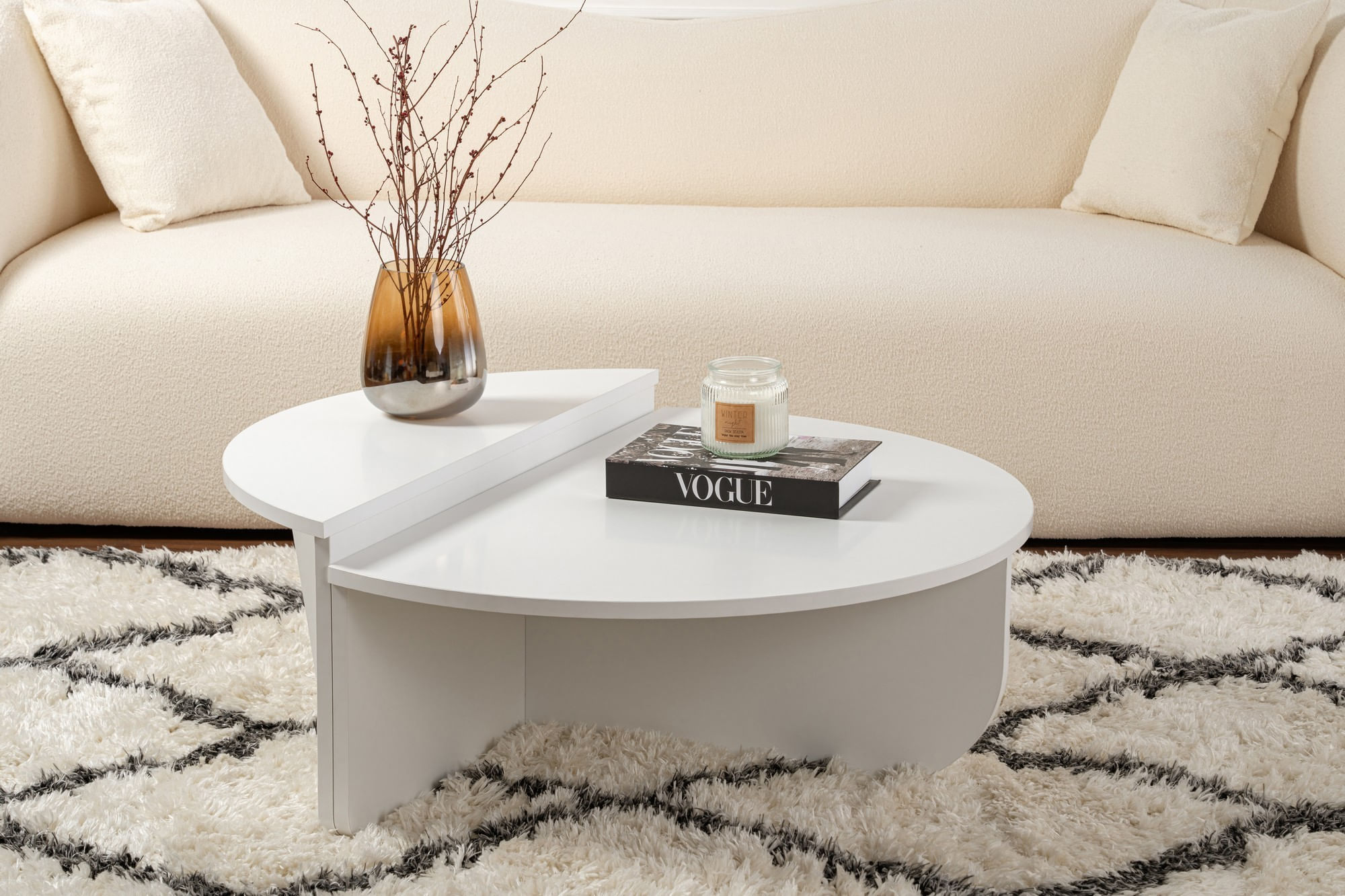 Masuta de cafea, Hanah Home, pal melaminat, alb, 90x30x60 cm — imaginea 7