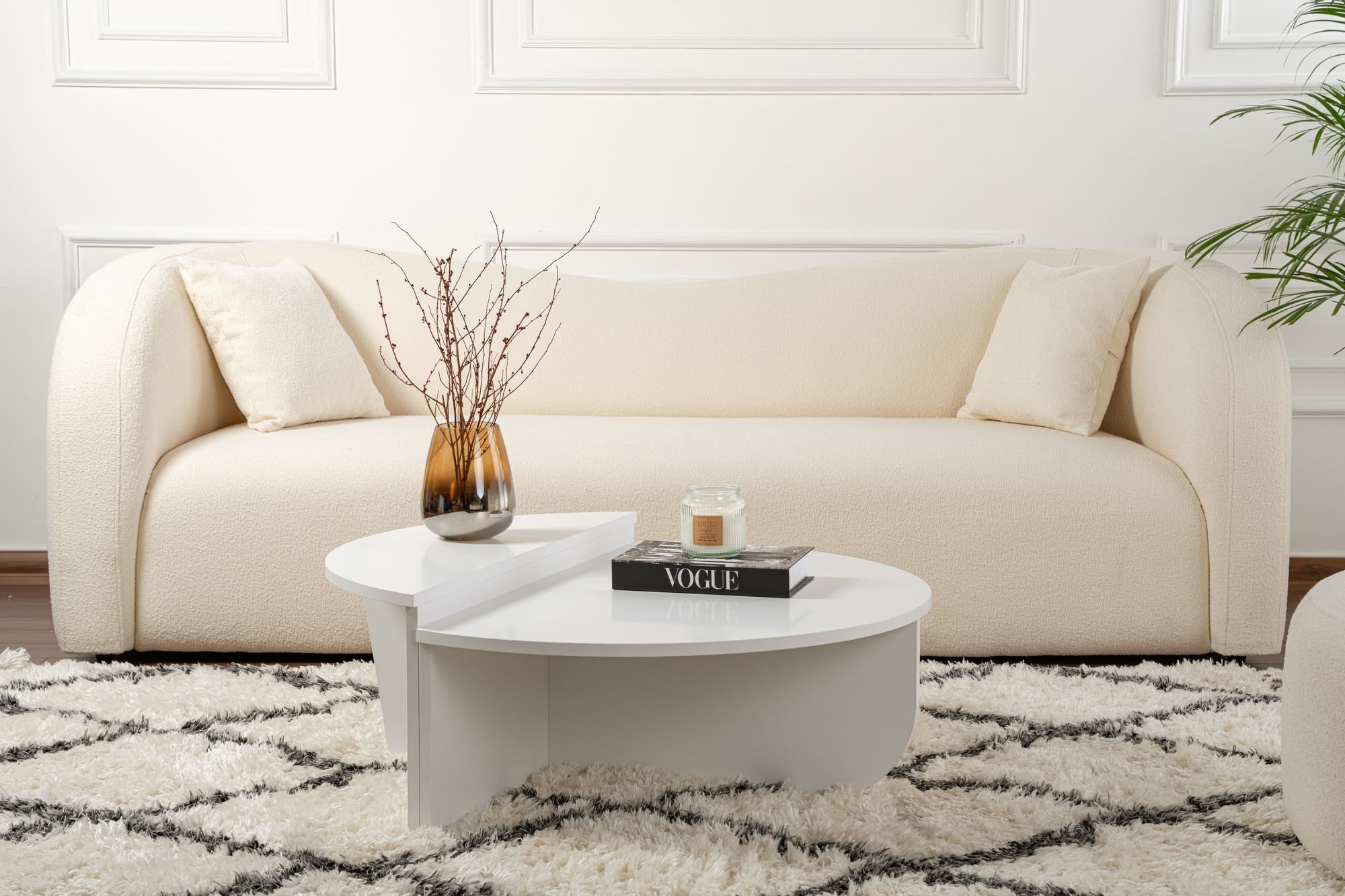 Masuta de cafea, Hanah Home, pal melaminat, alb, 90x30x60 cm — imaginea 9