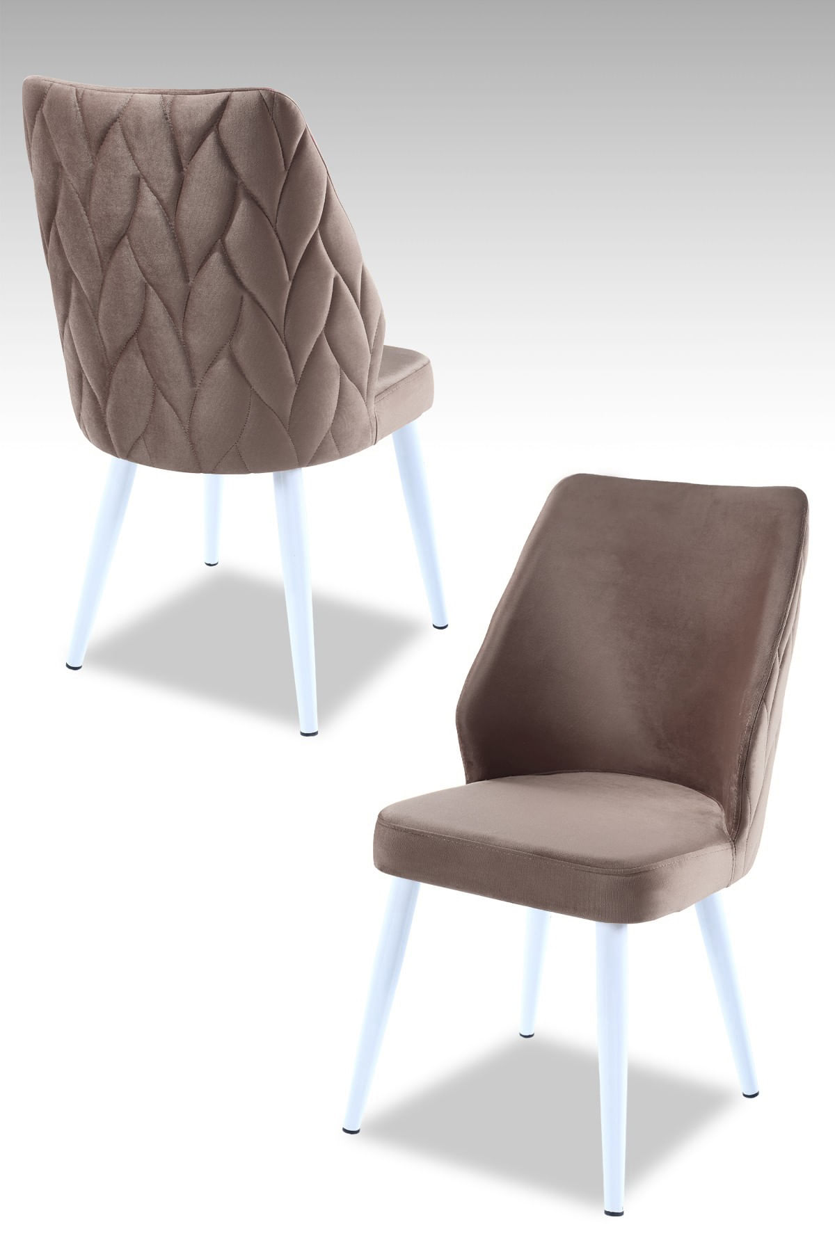 Set scaune, Hanah Home, pal melaminat, cappuccino si alb, 48x43x90 cm, 4 piese