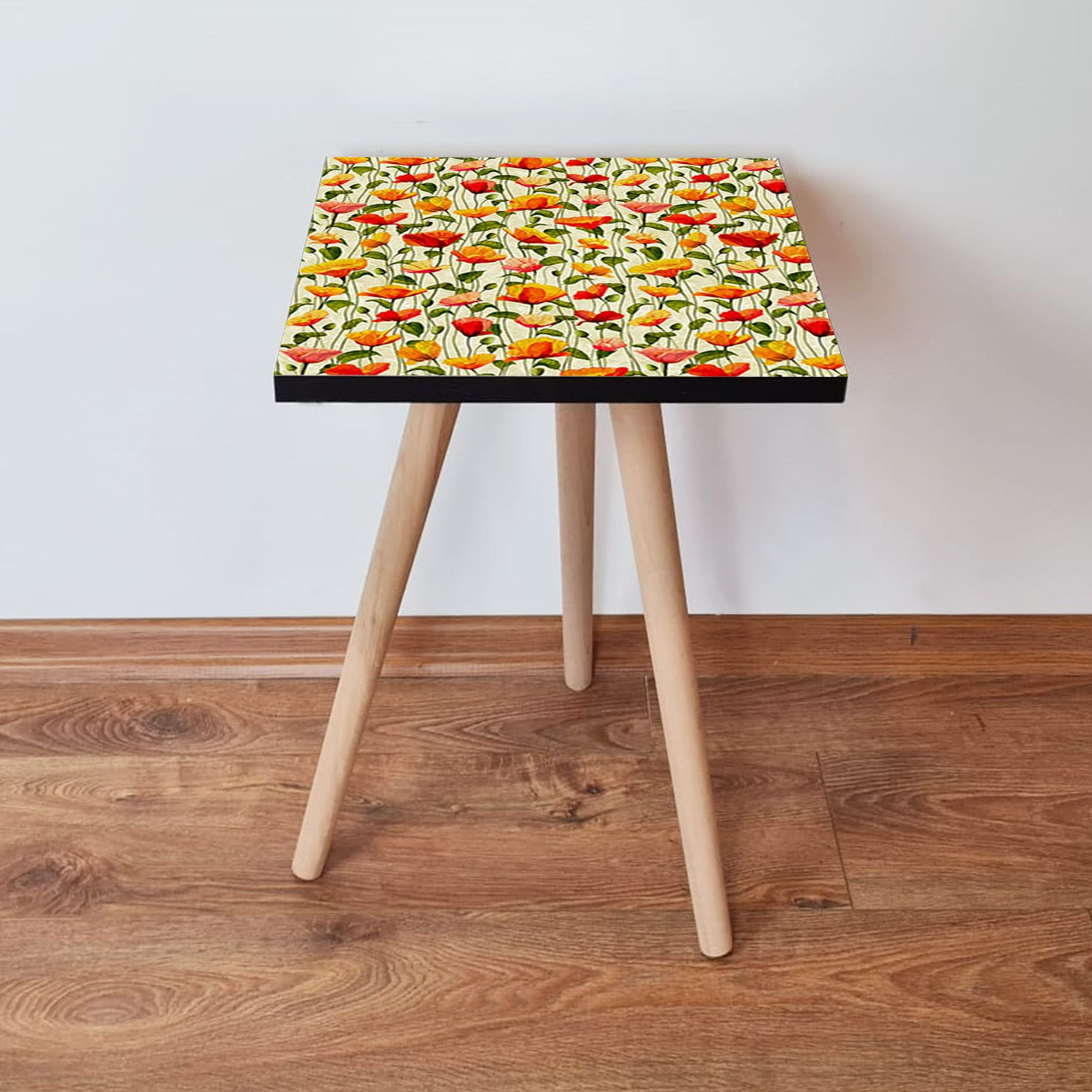 Masuta laterala, Hanah Home, mdf, galben verde portocaliu alb, 35x35x42 cm