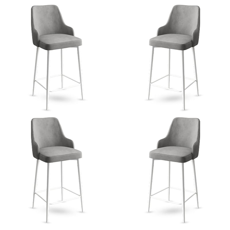 Set scaune bar, Hanah Home, metal, gri alb, 45x43x105 cm, 4 bucati — imaginea 2