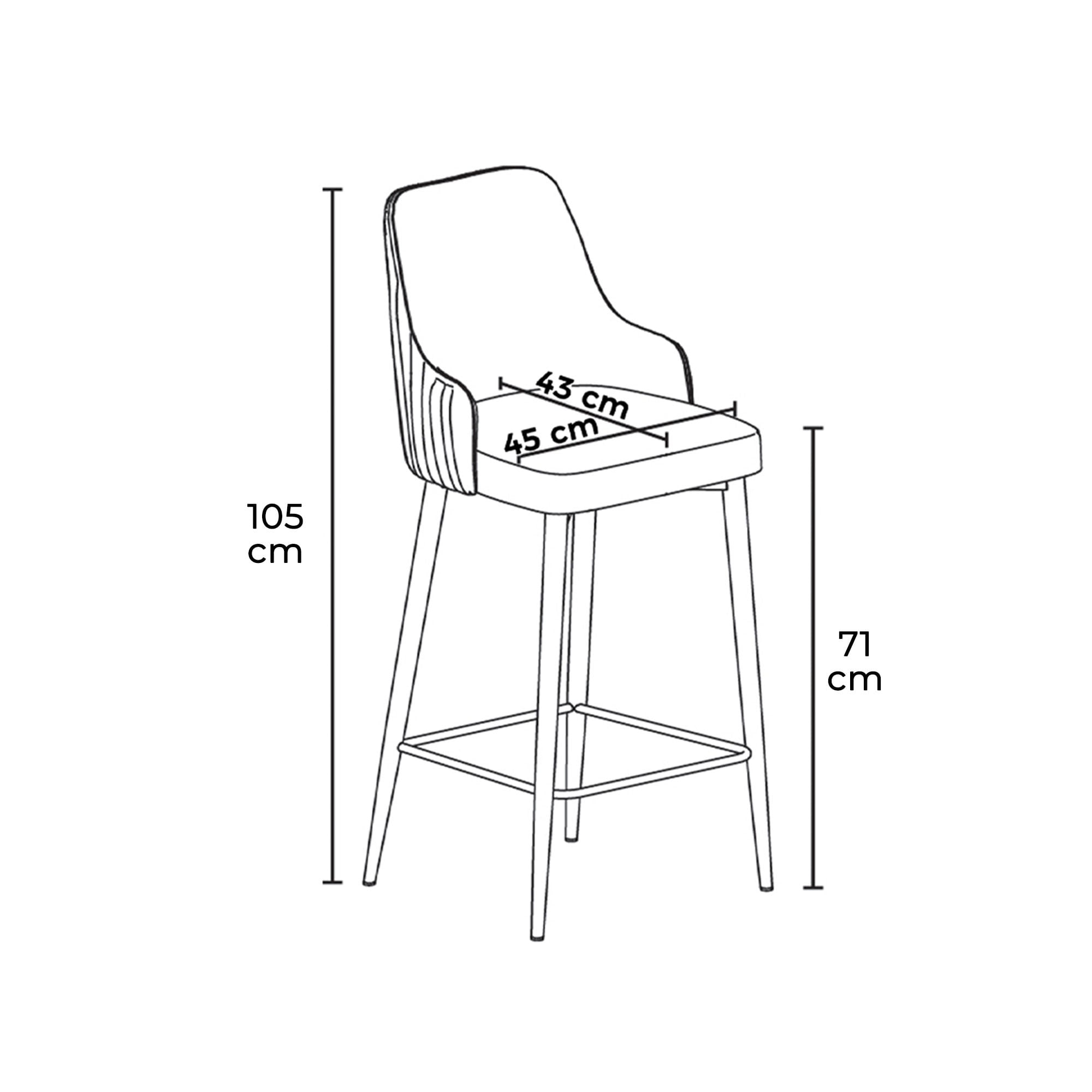 Set scaune bar, Hanah Home, metal, gri alb, 45x43x105 cm, 4 bucati — imaginea 3