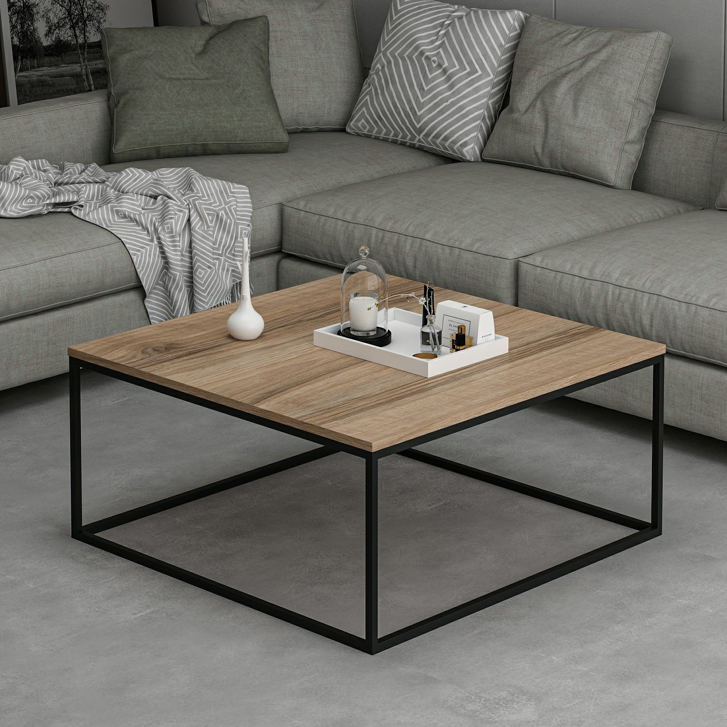 Masuta de cafea, Hanah Home, pal melaminat, dore, 90x90x42 cm — imaginea 3