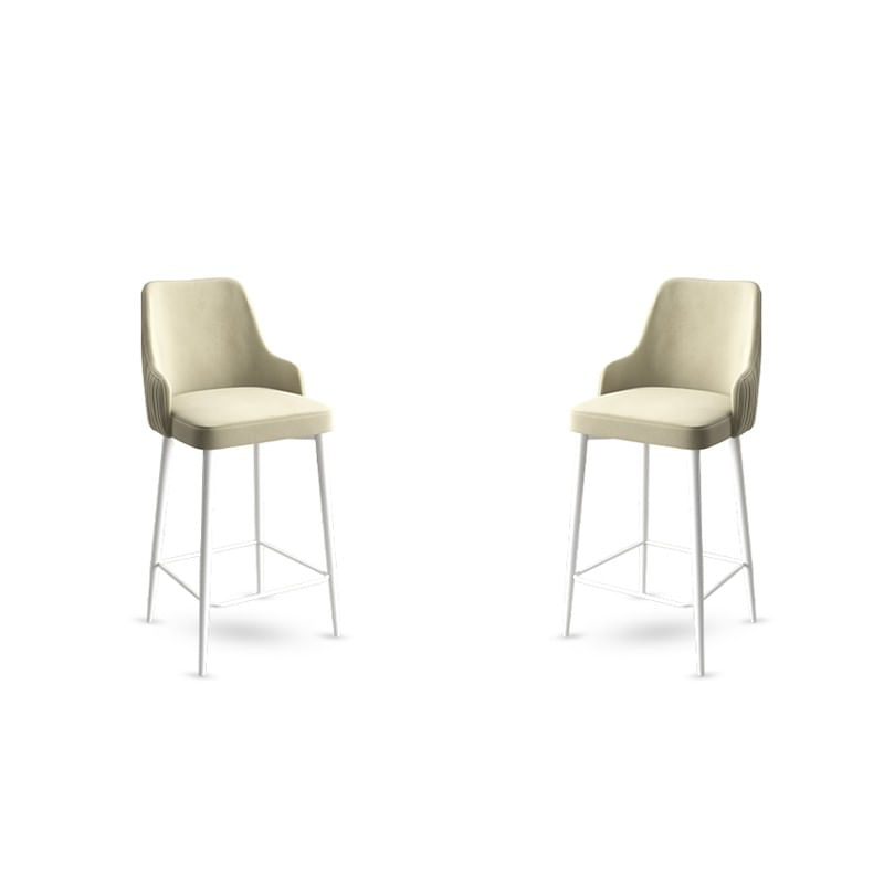 Set scaune de bar, Hanah Home, metal, crem si alb, 45x43x105 cm