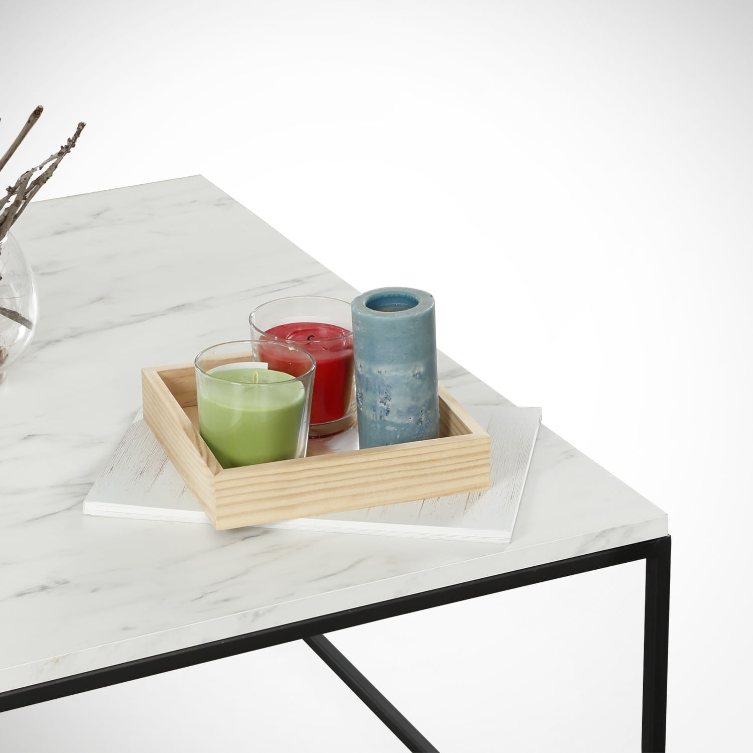 Masuta de cafea, Hanah Home, pal melaminat, alb negru, 75x75x43 cm — imaginea 5