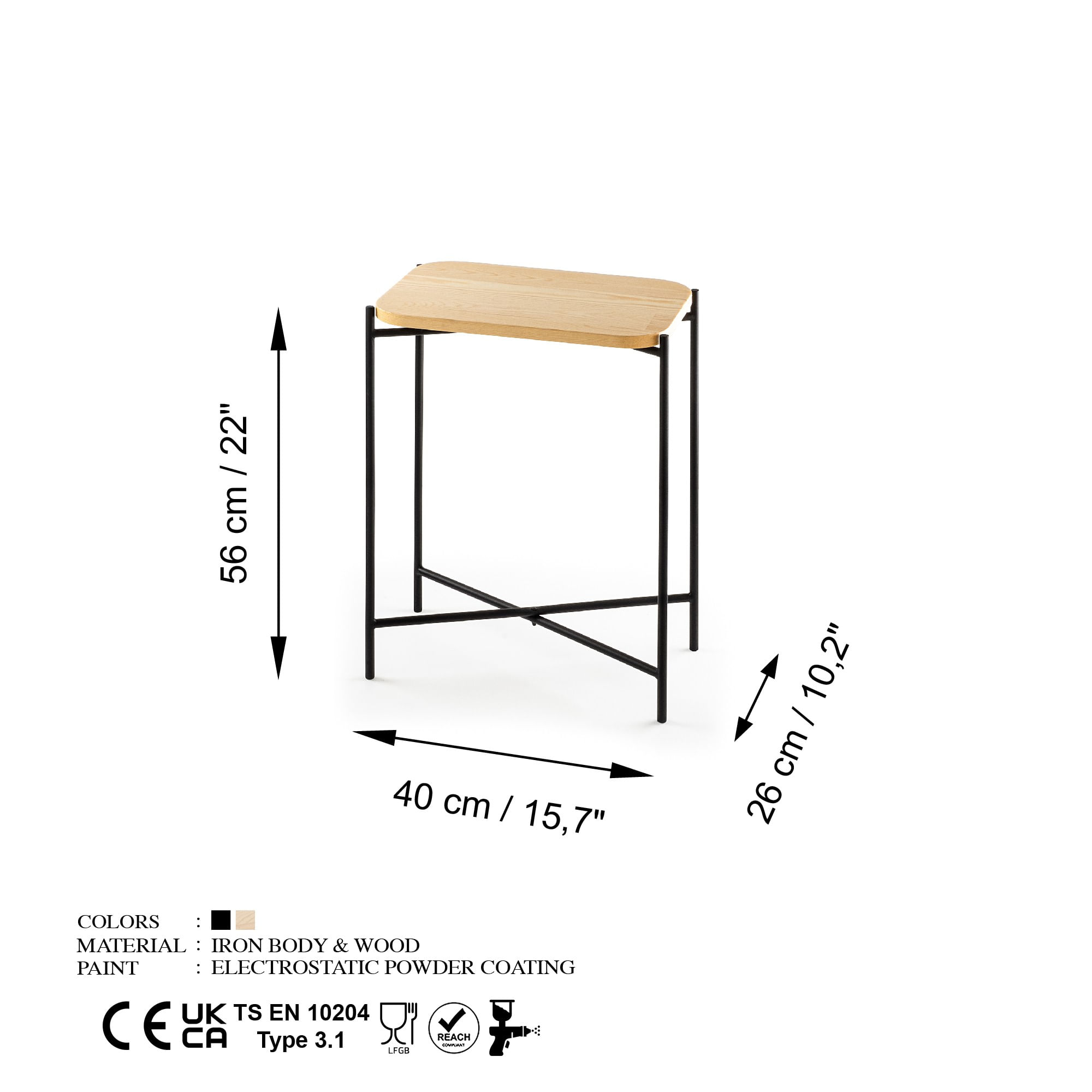 Masuta de cafea, Hanah Home, lemn, negru si natural, 40x26x56 cm — imaginea 4