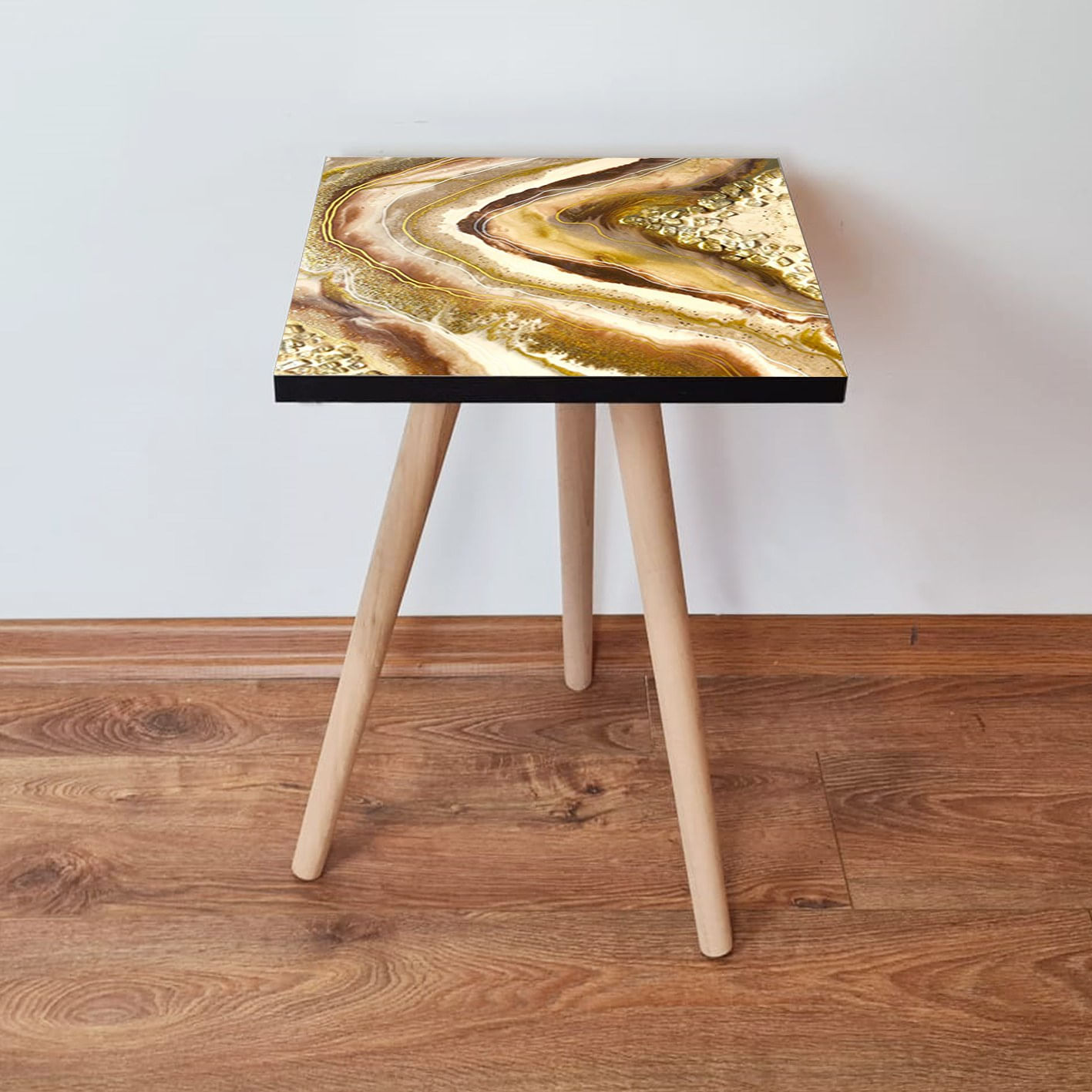 Masuta de cafea, Hanah Home, mdf, auriu maro alb, 35x35x42 cm