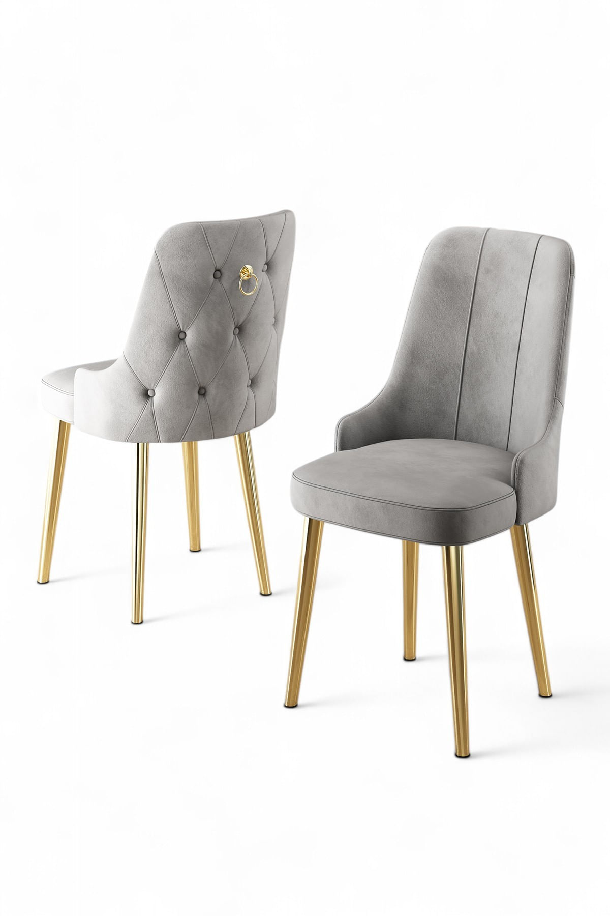 Set scaune, Hanah Home, metal, gri auriu, 46x46x94 cm