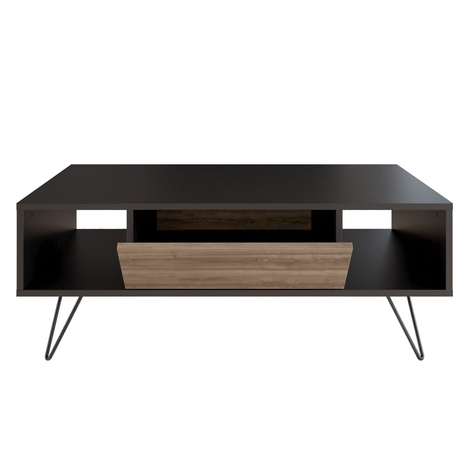 Masuta de cafea, Hanah Home, pal melaminat, negru si nuc, 120x60x45.6 cm — imaginea 2