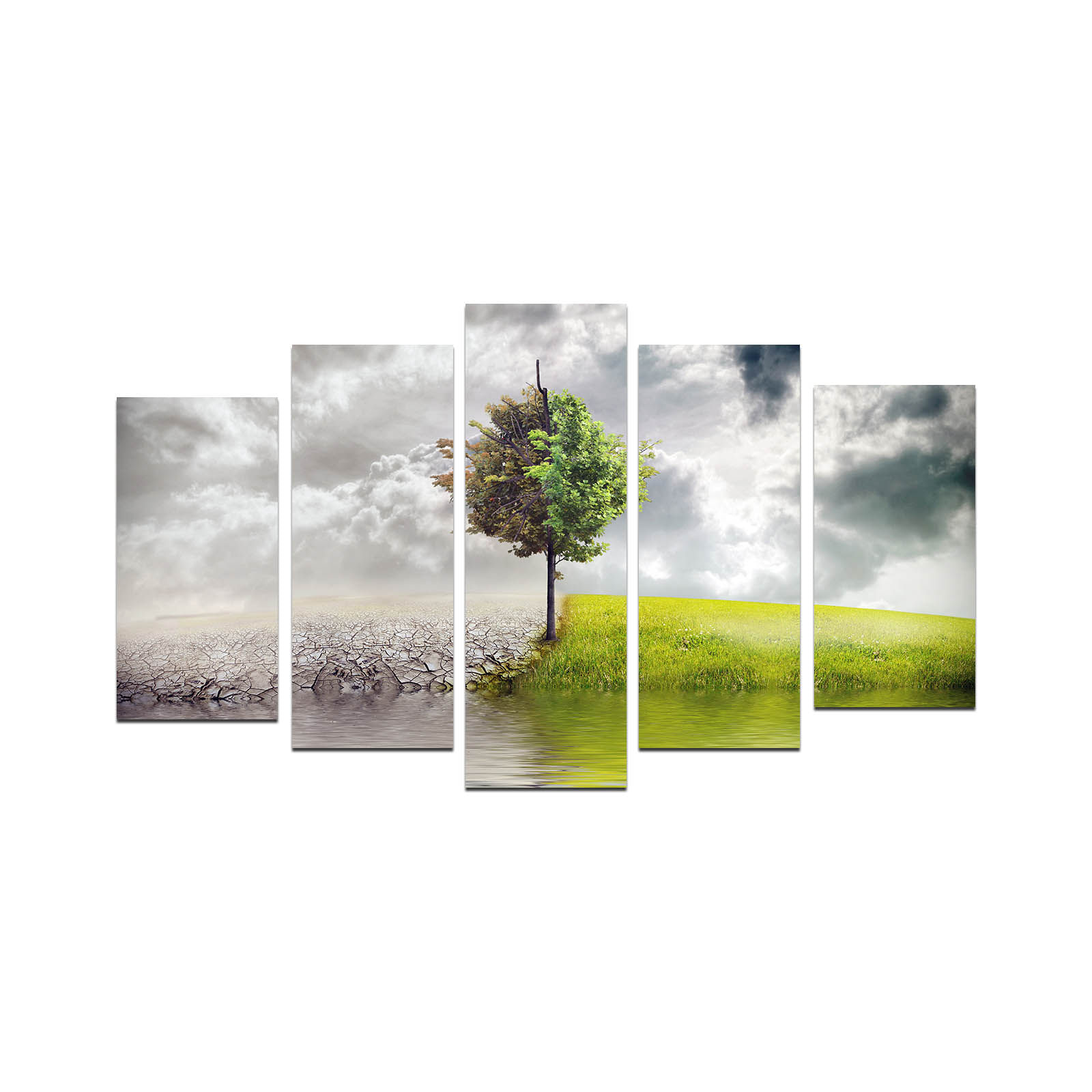 Tablou decorativ din mdf, Wallxpert, multicolor, 110x60 cm, set 5 piese, 232MLD1909