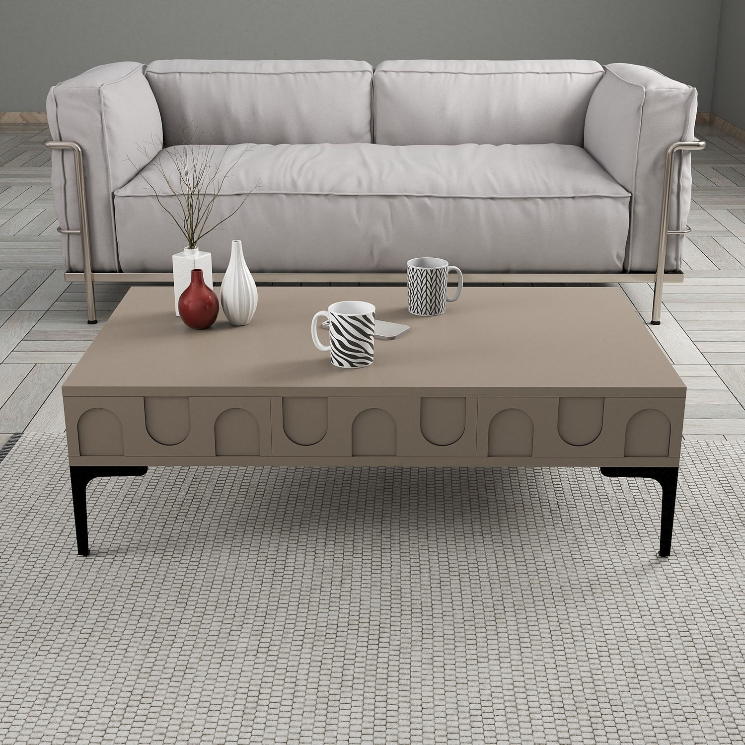 Masuta de cafea, Hanah Home, pal melaminat, atlas si negru, 105x60x32.6 cm — imaginea 3