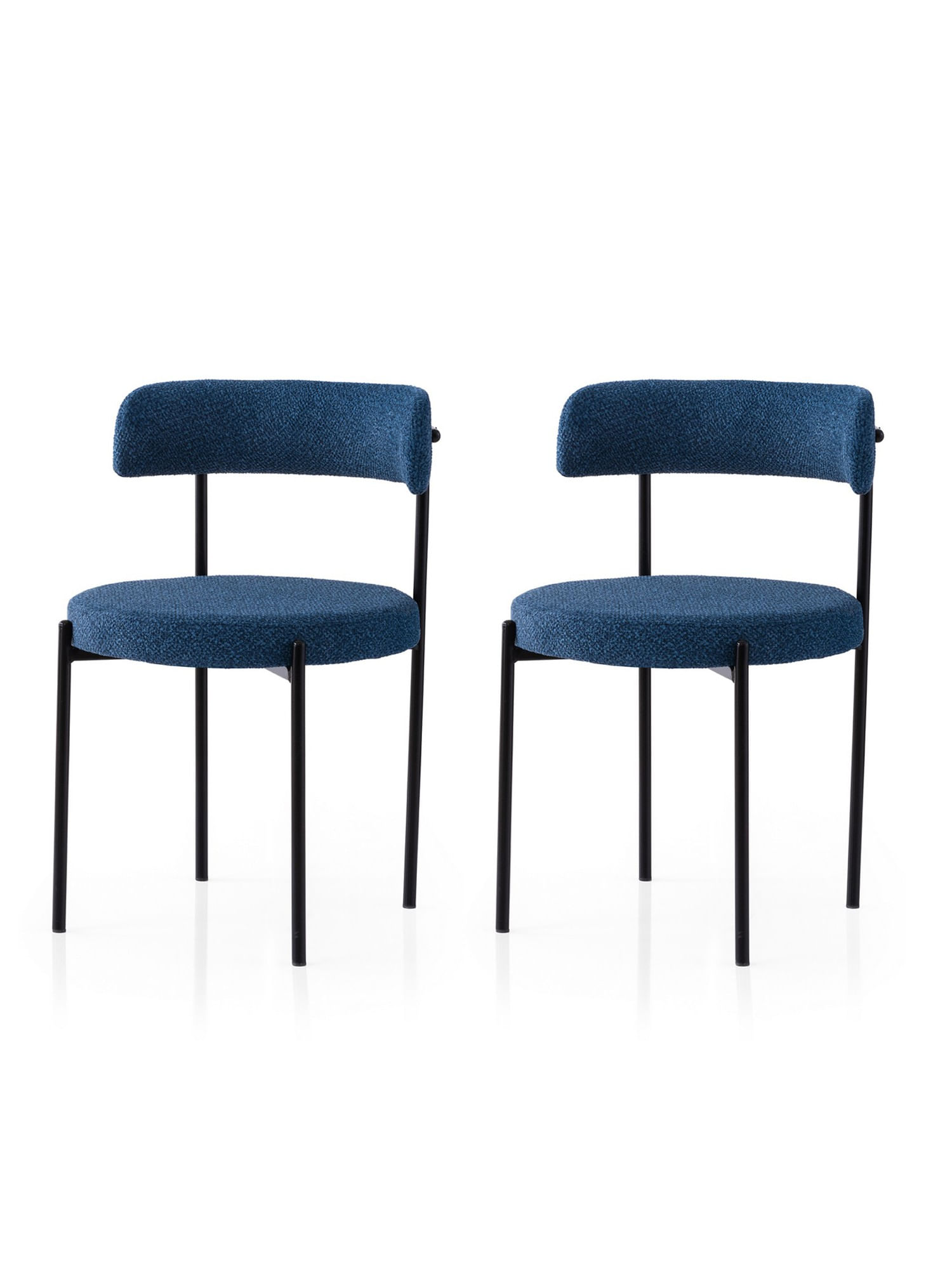 Set scaune, Hanah Home, fier, negru si albastru inchis, 48.5x50.5x75.5 cm