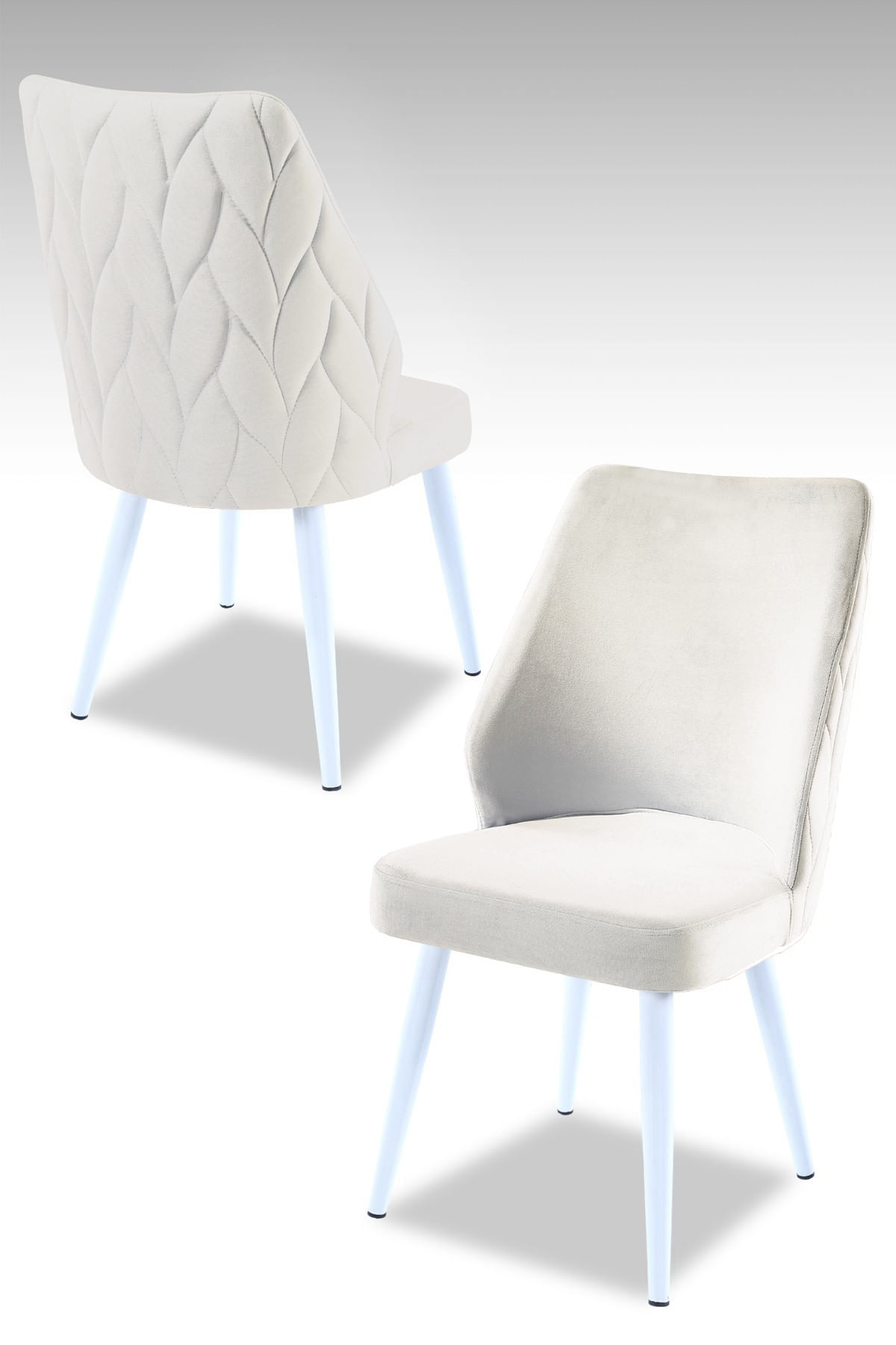 Set scaune, Hanah Home, 100% poliester, crem si alb, 48x43x90 cm