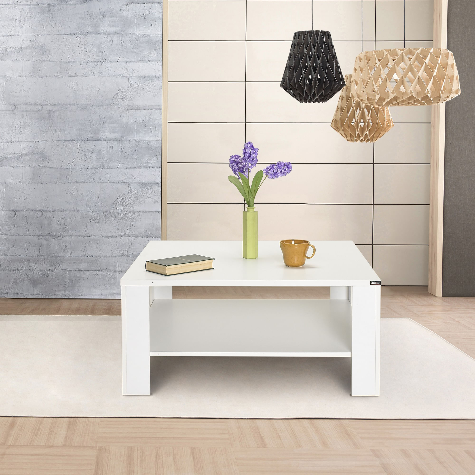Masuta de cafea, Hanah Home, pal melaminat, alb, 90x90x42 cm — imaginea 6