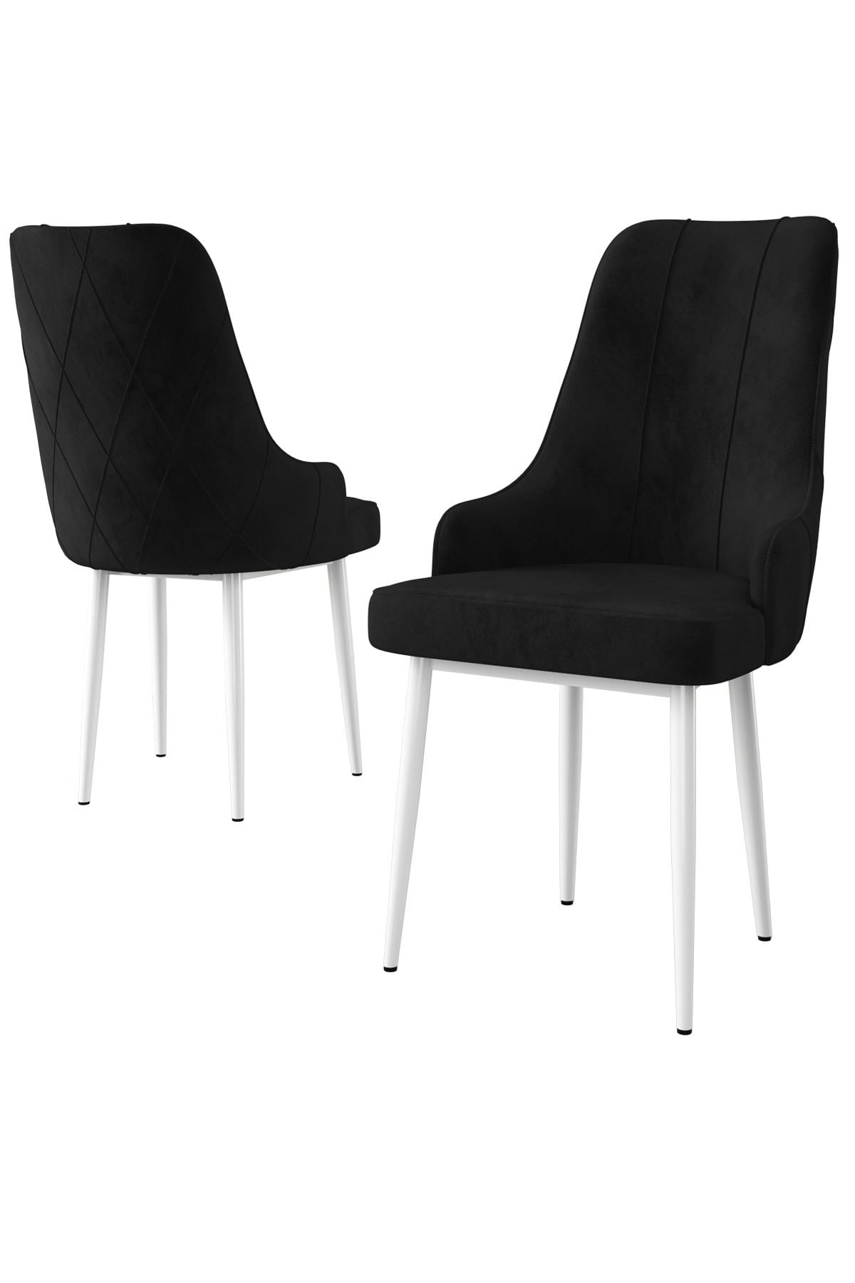 Set scaune, Hanah Home, lemn, alb-negru, 46x42x95 cm, 6 piese — imaginea 2