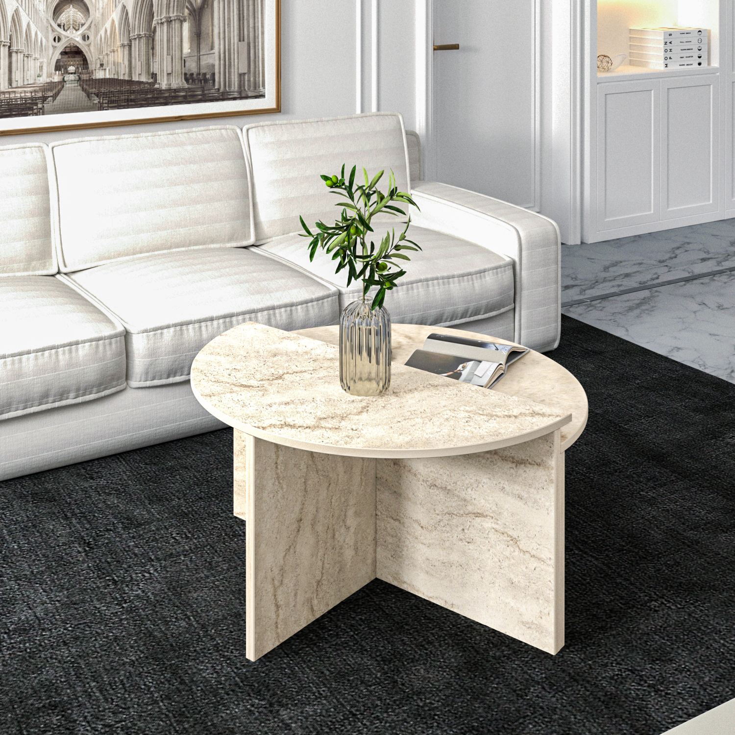 Masa de cafea, Hanah Home, pal melaminat, travertin, 70x38x51.8 cm — imaginea 4