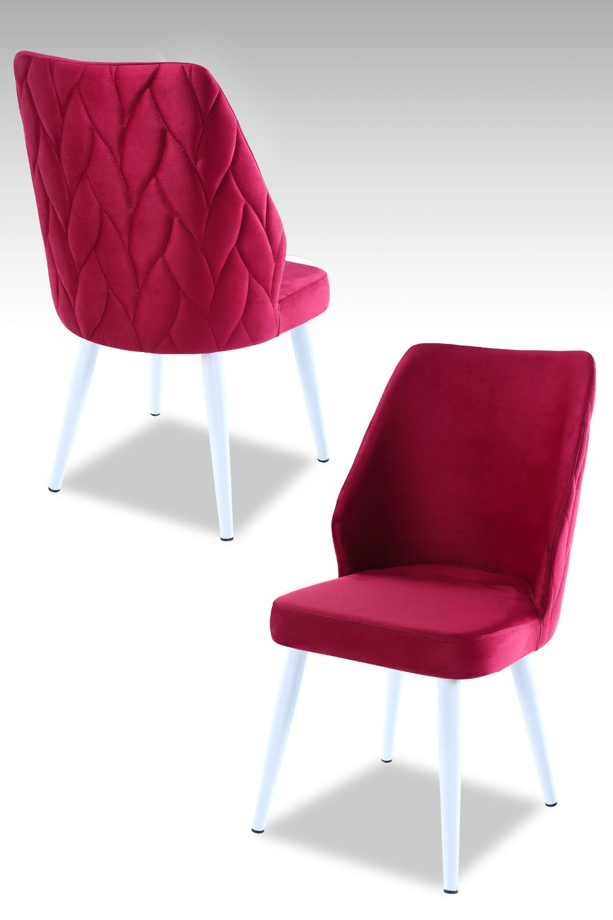 Set scaune, Hanah Home, panou de particule melaminat, rosu bordo si alb, 48x43x90 cm, picioare metalice