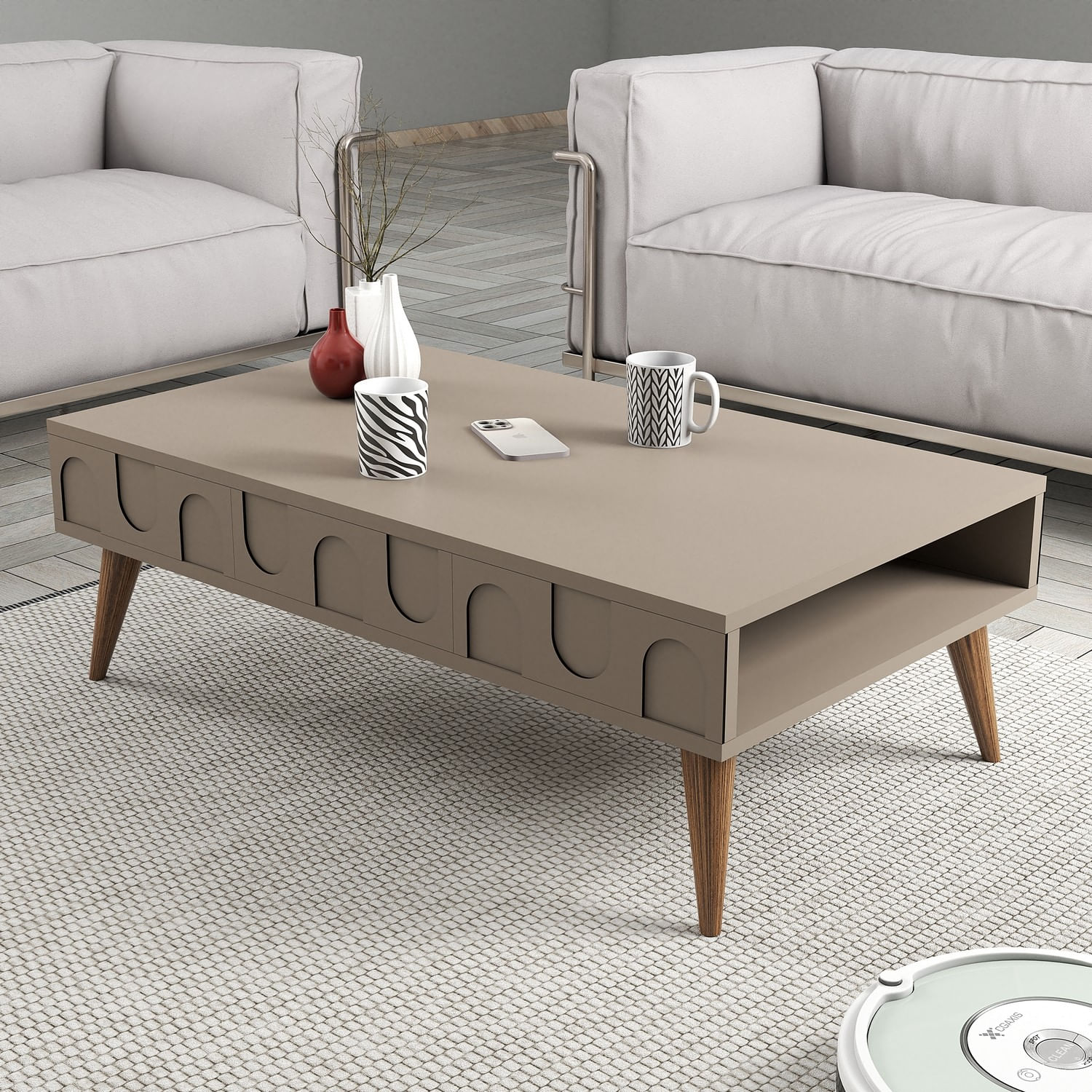 Masuta de cafea, Hanah Home, pal melaminat, atlas si nuc, 105x60x34.6 cm — imaginea 2