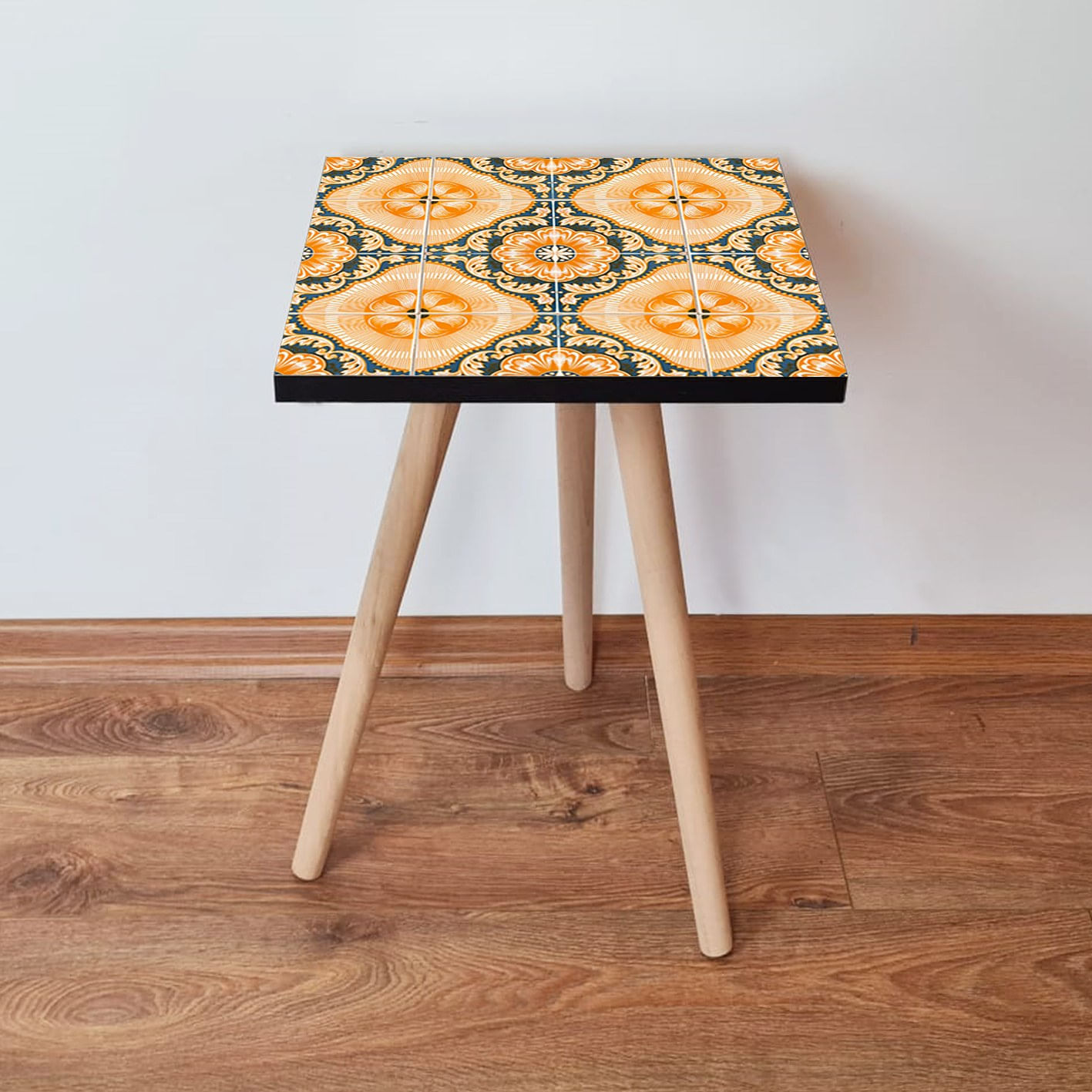 Masuta de cafea, Hanah Home, mdf, portocaliu verde negru, 35x35x42 cm