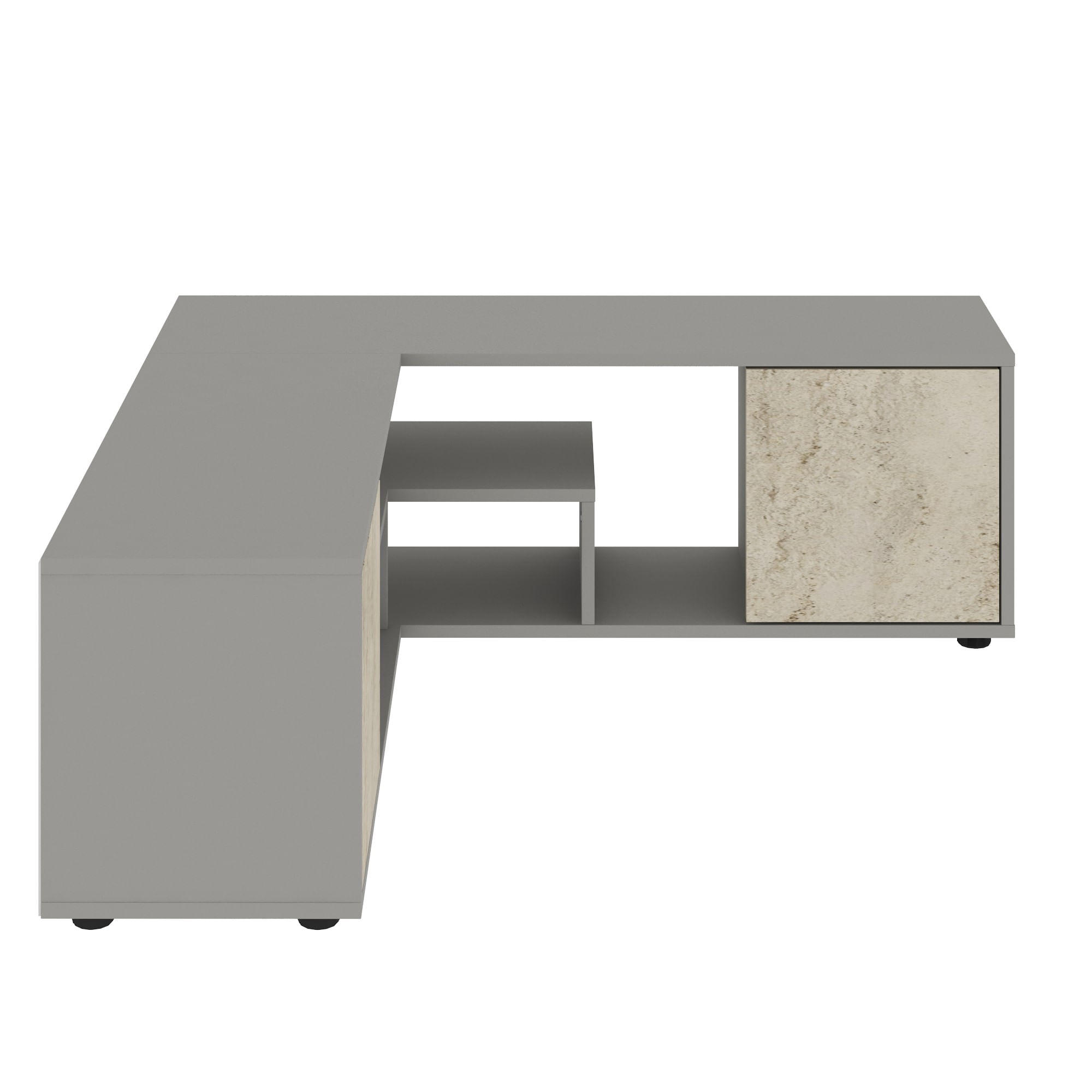 Comoda tv, Hanah Home, pal melaminat, gri si travertin, 125x40x35 cm — imaginea 5
