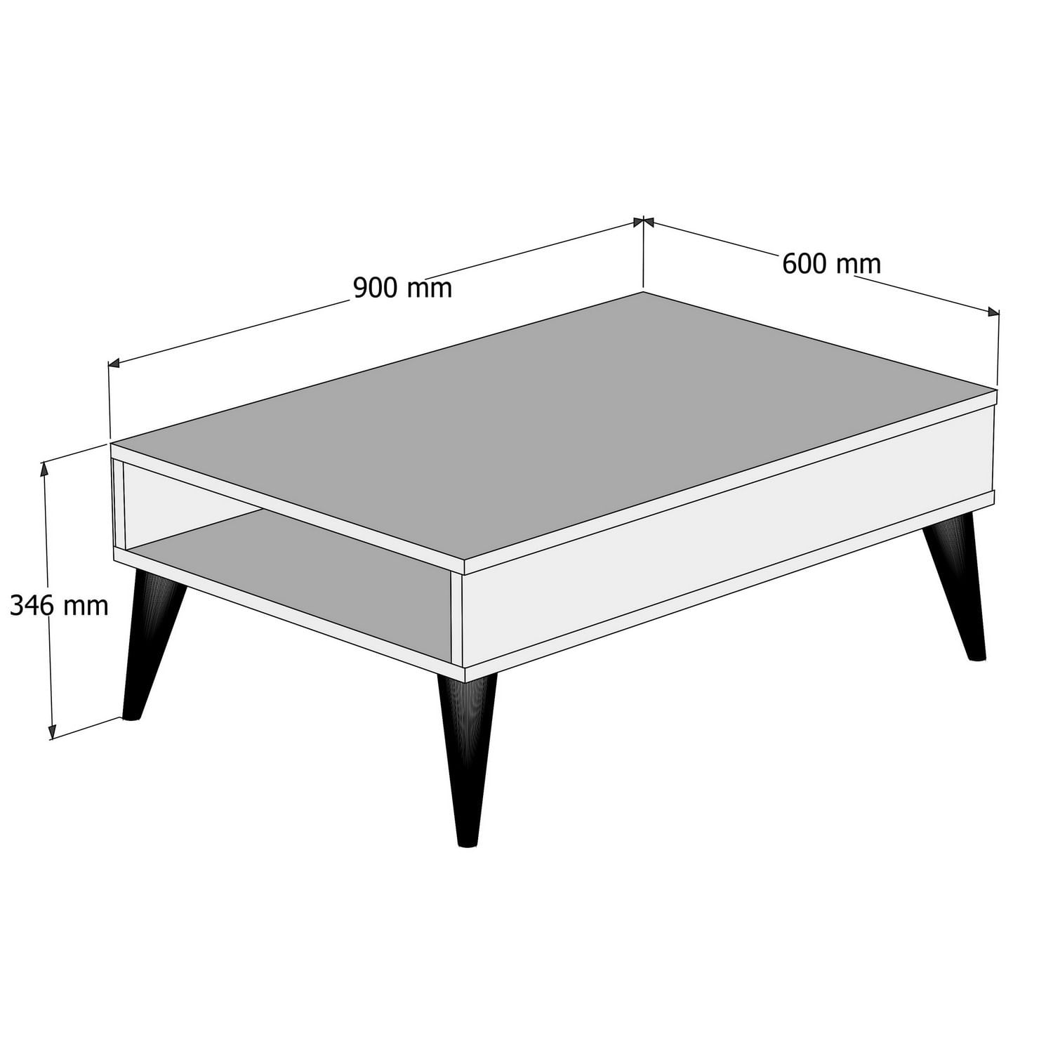 Masuta de cafea, Hanah Home, pal melaminat, crem, 90x60x34.6 cm — imaginea 2