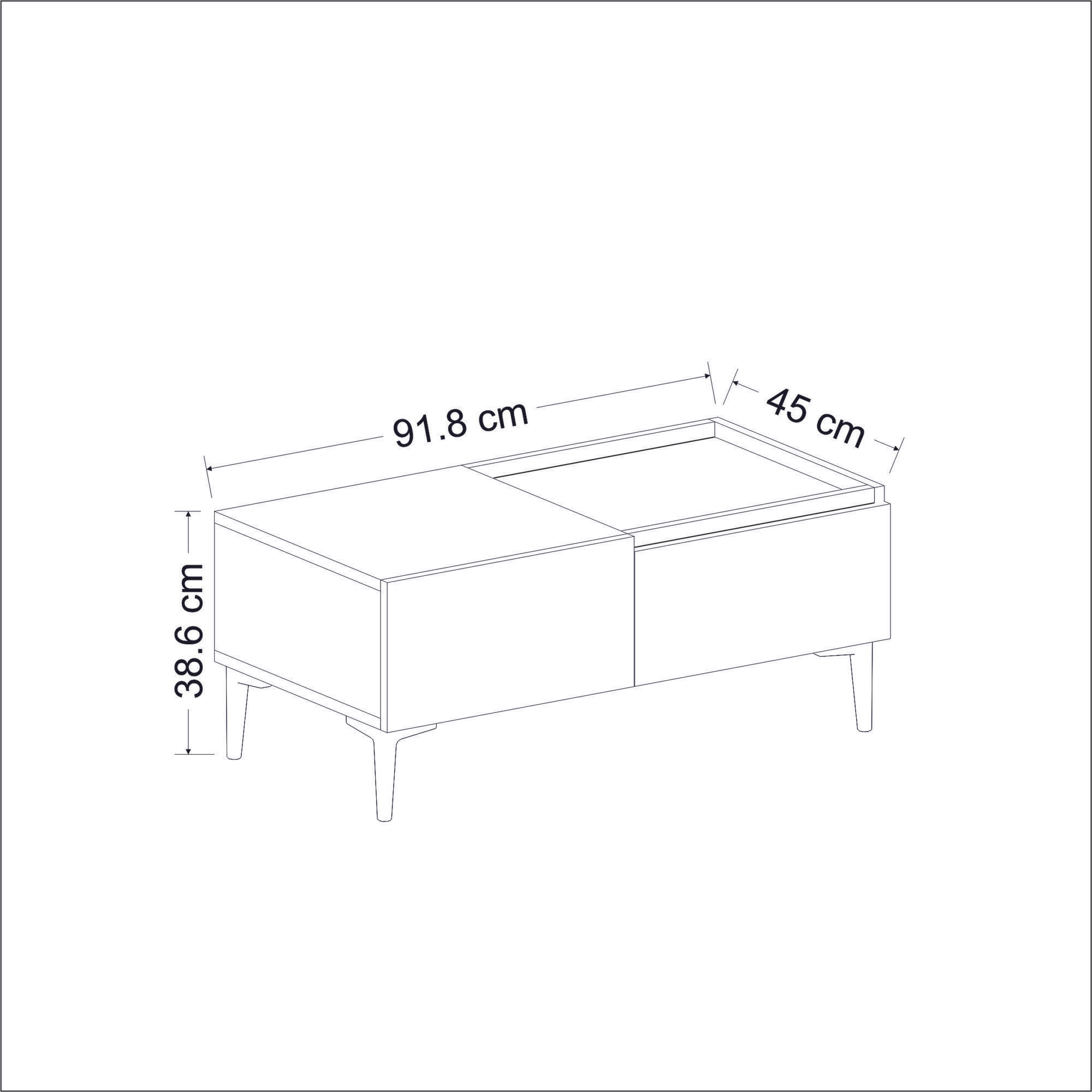 Masa de cafea, Hanah Home, pal melaminat, travertin si antracit, 91.8x45x38.6 cm — imaginea 5