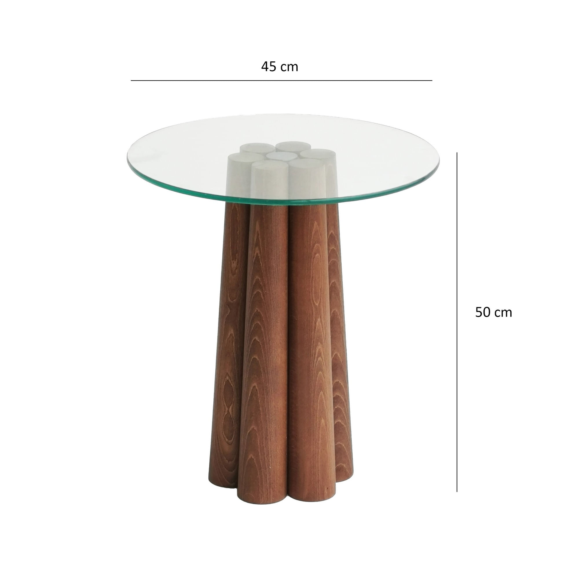 Masa de cafea, Hanah Home, lemn masiv de pin, nuc, 45x50x50 cm — imaginea 7