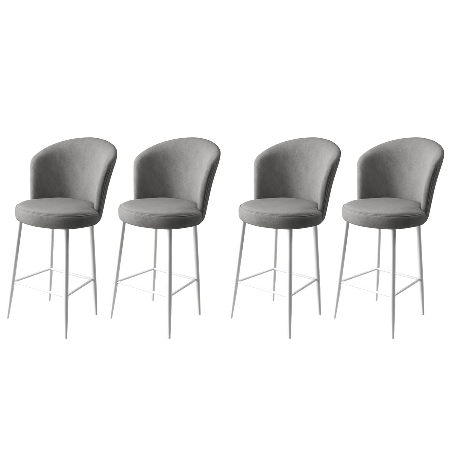 Set scaune de bar, Hanah Home, metal, gri, alb, 46x40x107 cm, babyface, 4 bucati — imaginea 3