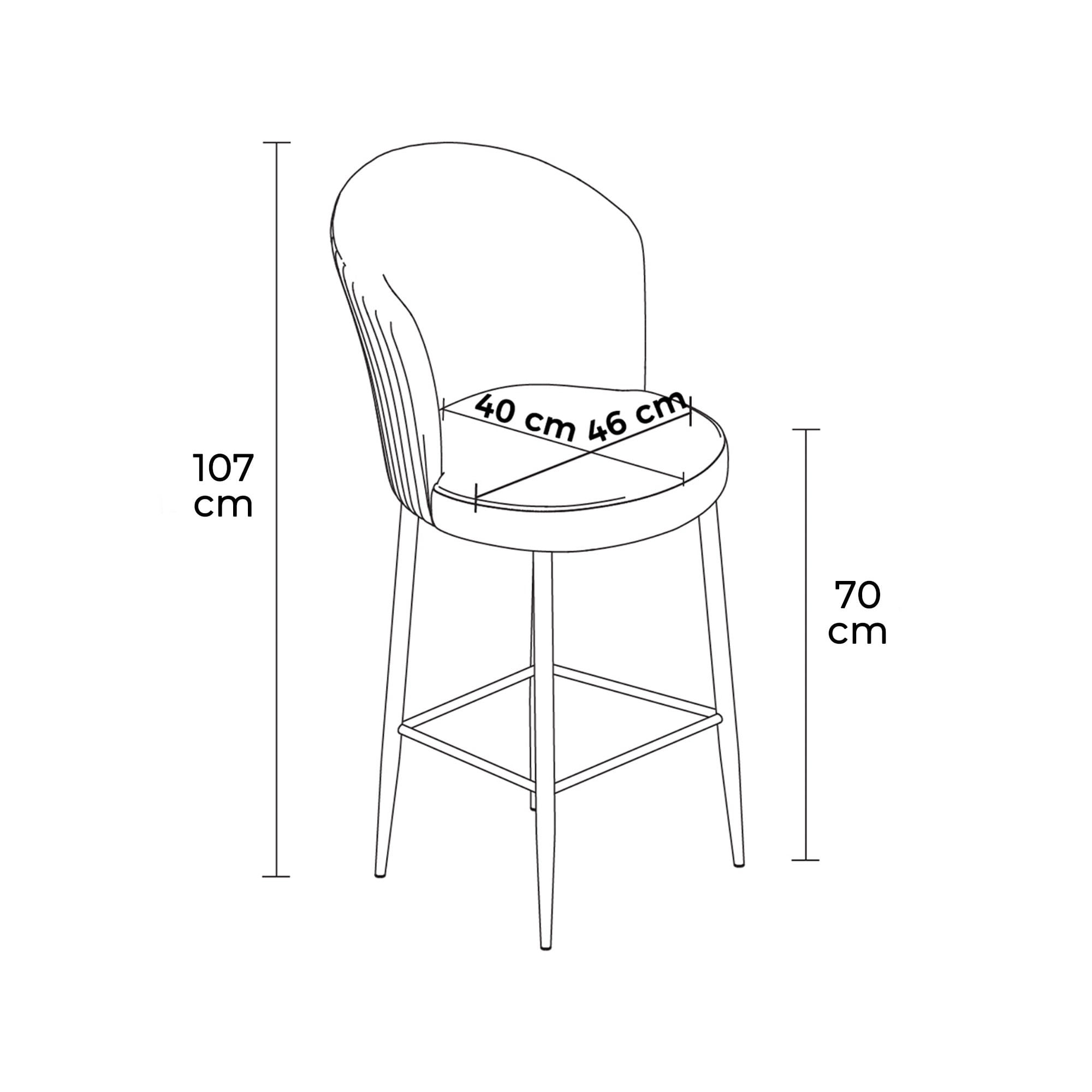Set scaune de bar, Hanah Home, metal, gri, alb, 46x40x107 cm, babyface, 4 bucati — imaginea 4