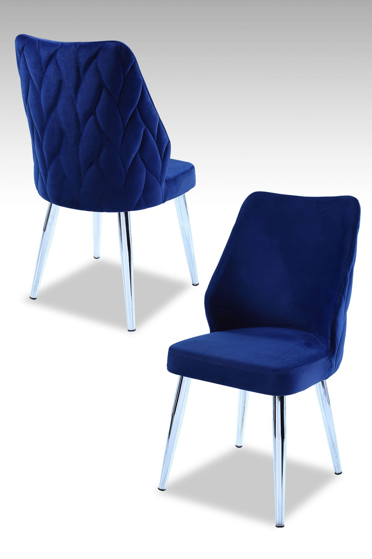 Set scaune, Hanah Home, panou de particule melaminat, albastru sax, crom, 48x43x90 cm