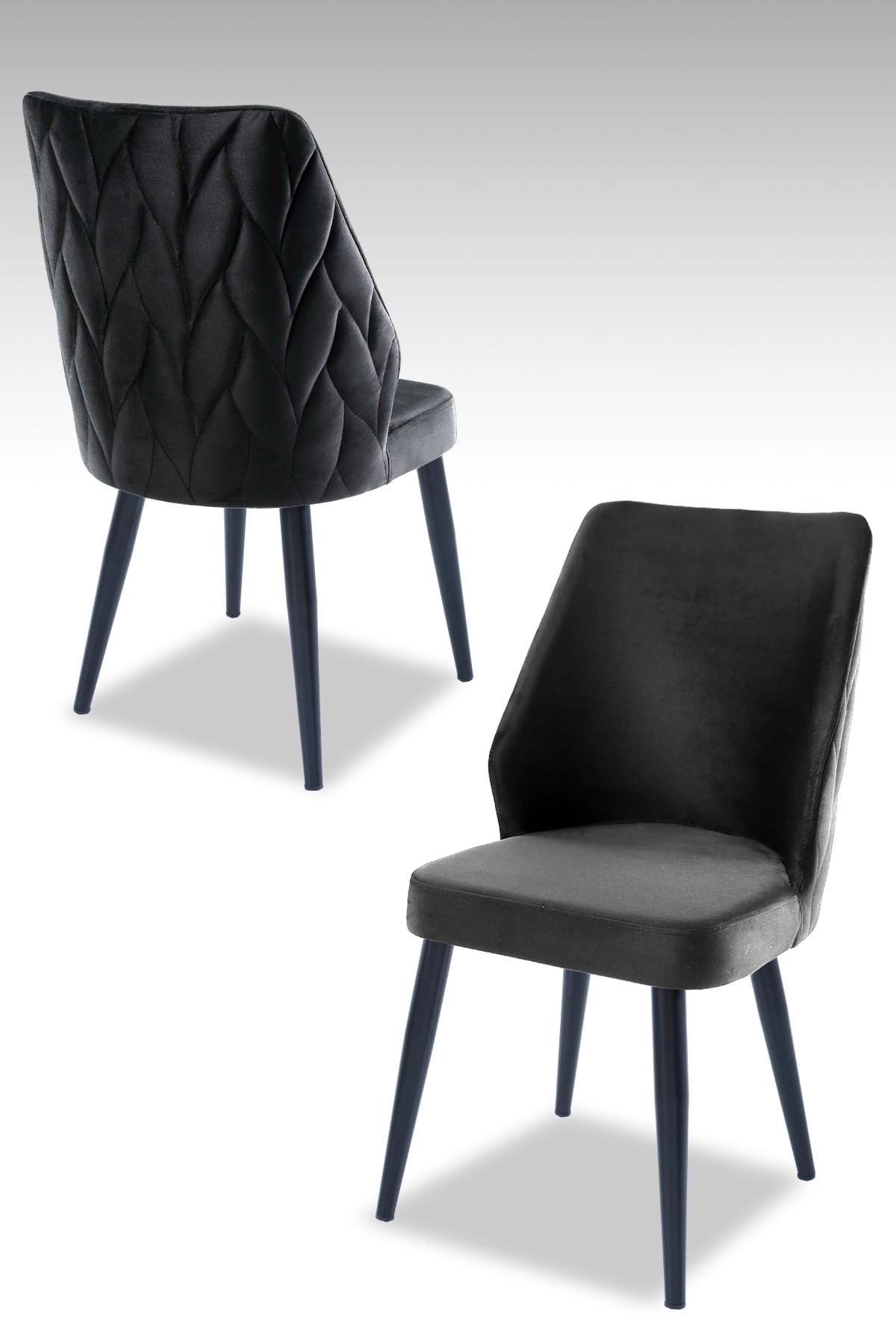 Set scaune, Hanah Home, panou de particule melaminat, antracit, negru, 48x43x90 cm