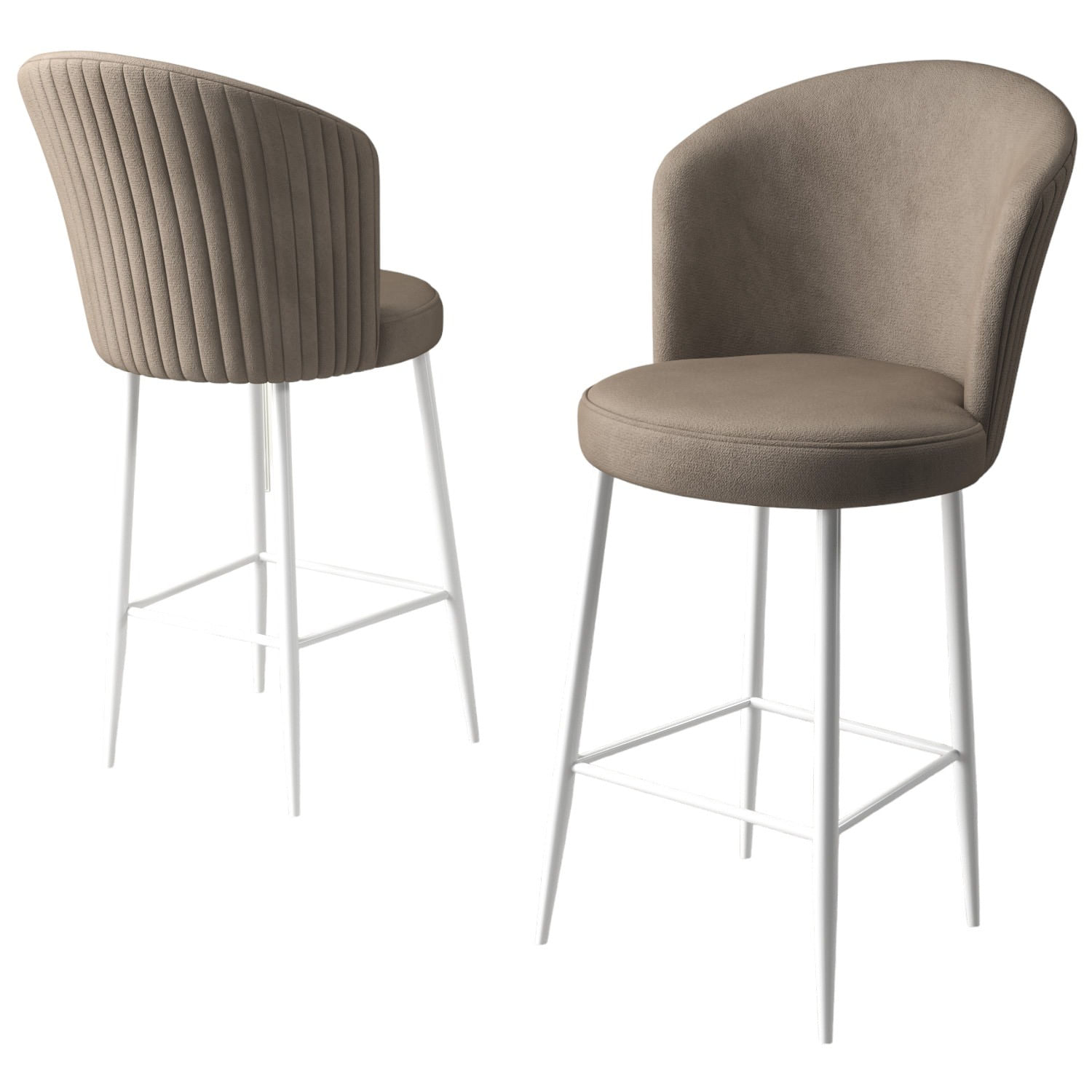 Set scaune bar, Hanah Home, metal, cappuccino si alb, 46x40x102 cm, 6 piese
