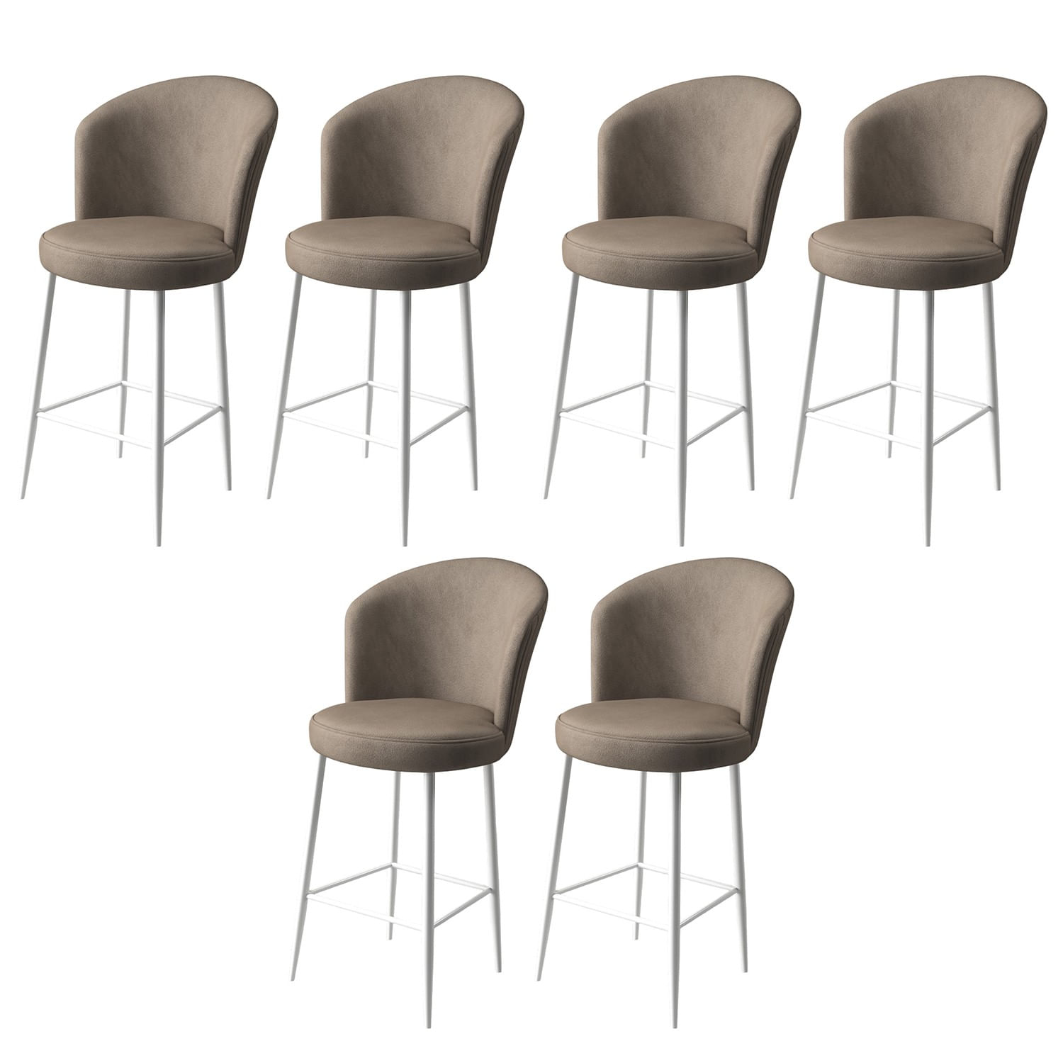 Set scaune bar, Hanah Home, metal, cappuccino si alb, 46x40x102 cm, 6 piese — imaginea 2