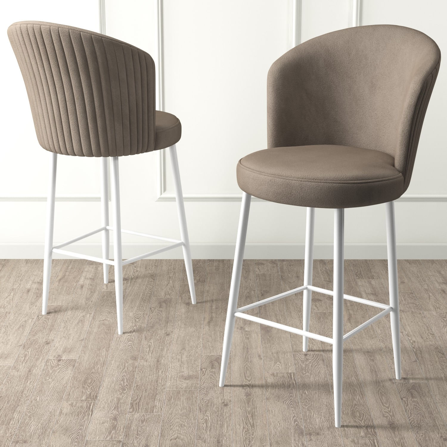 Set scaune bar, Hanah Home, metal, cappuccino si alb, 46x40x102 cm, 6 piese — imaginea 3