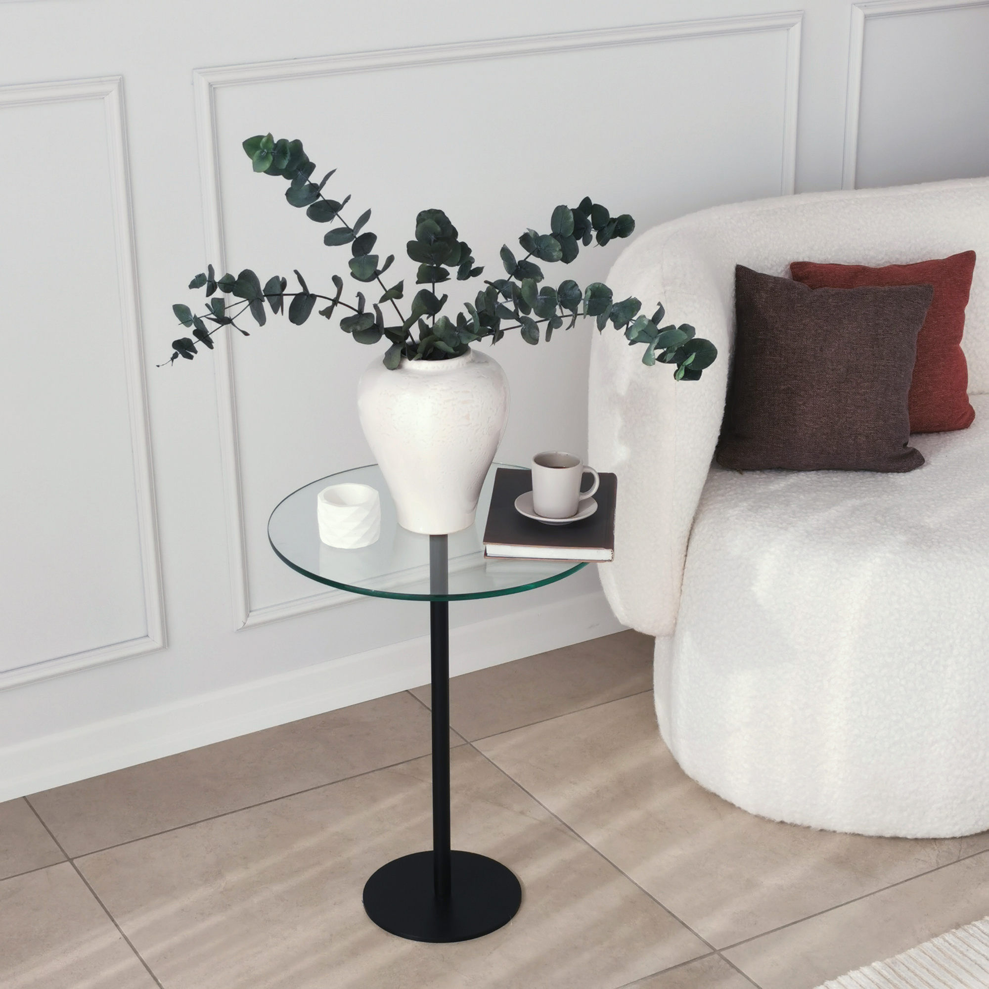 Masuta de cafea, Hanah Home, sticla securizata, negru, 40x40x50 cm — imaginea 10