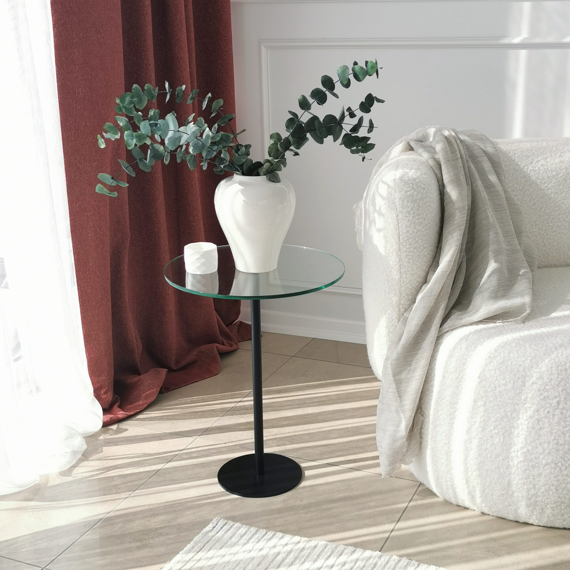 Masuta de cafea, Hanah Home, sticla securizata, negru, 40x40x50 cm — imaginea 11